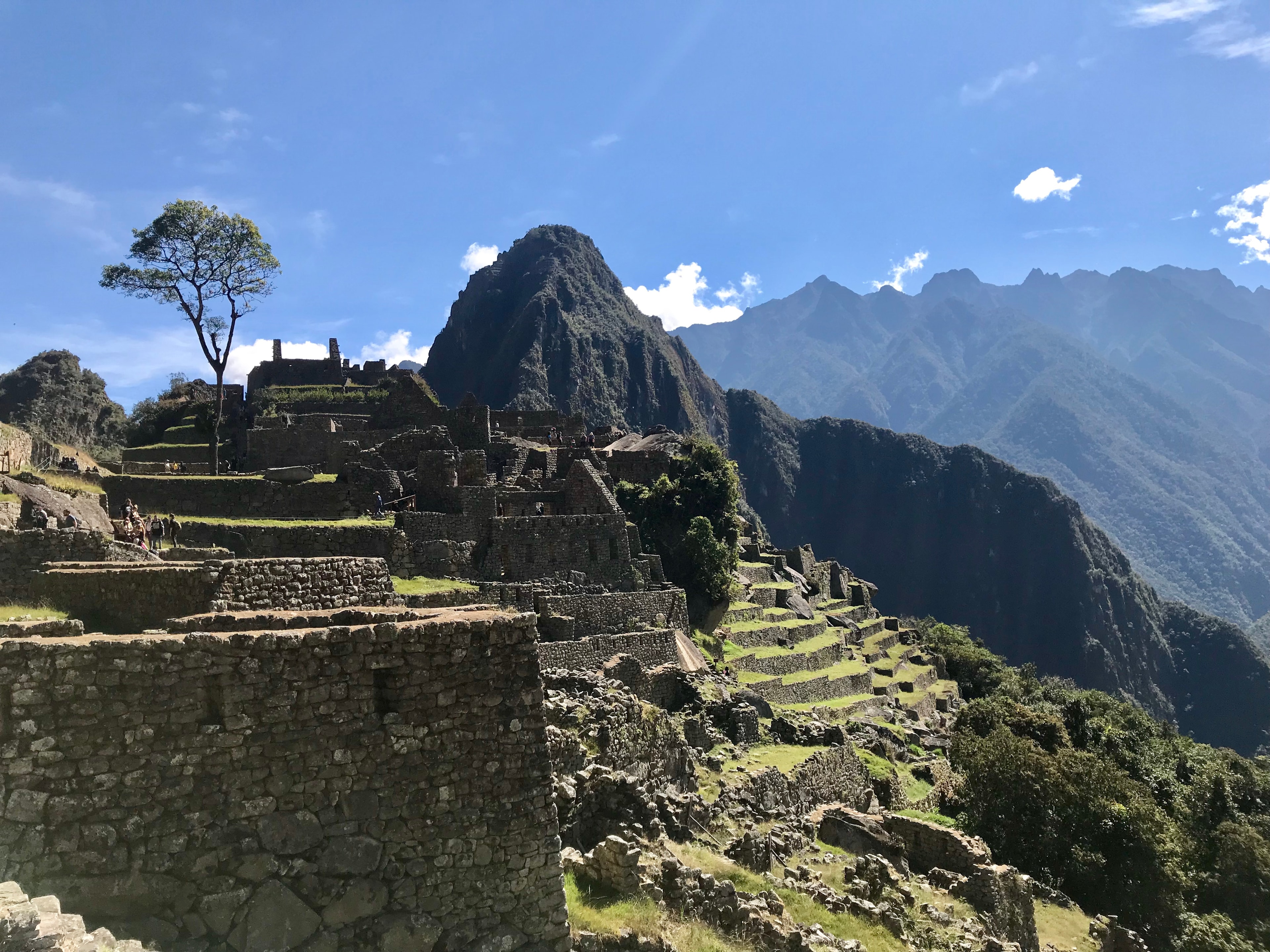 Ruins on a mountain's edge on a sunny day. 