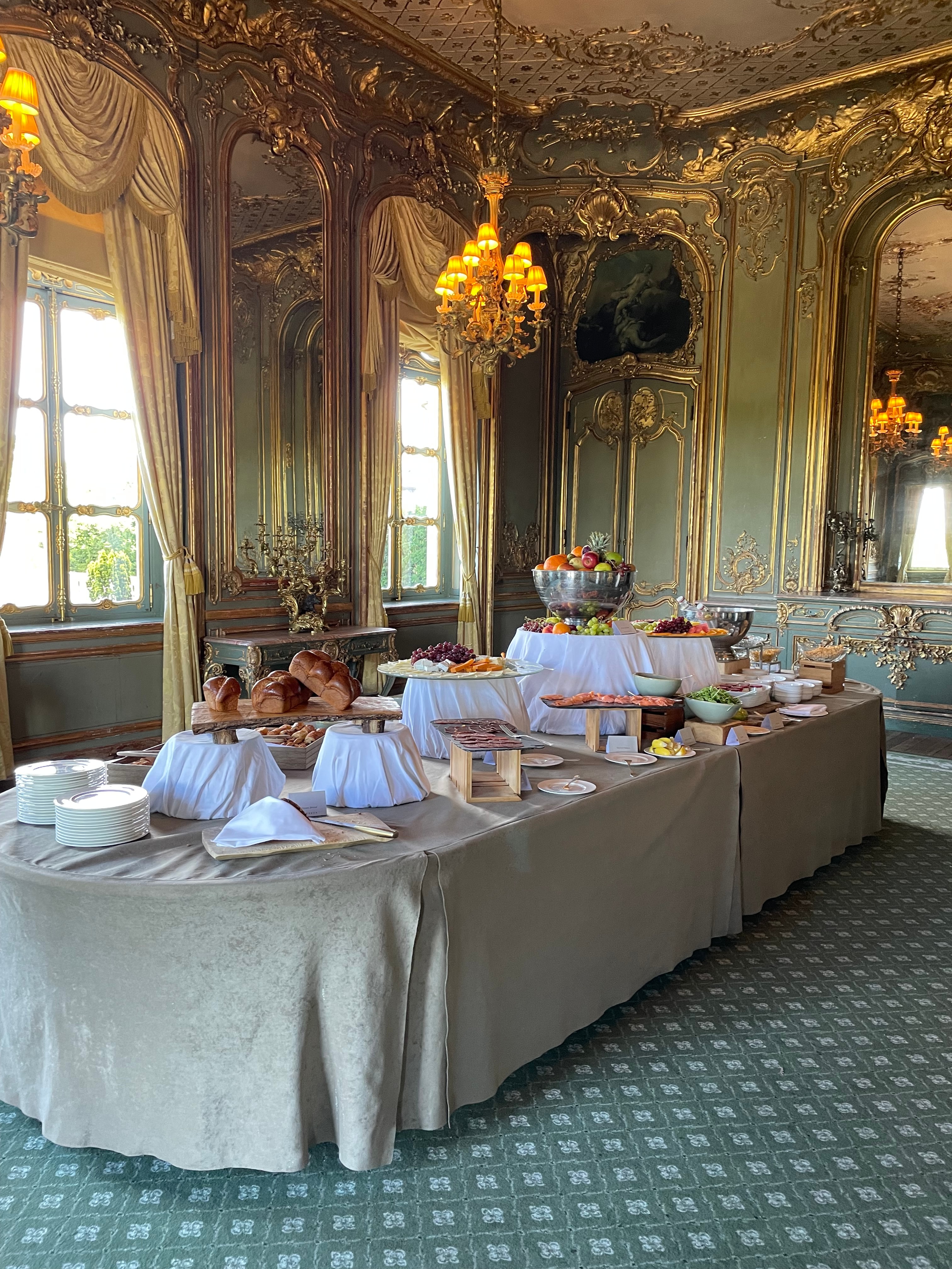 Dinner table in traditional room.