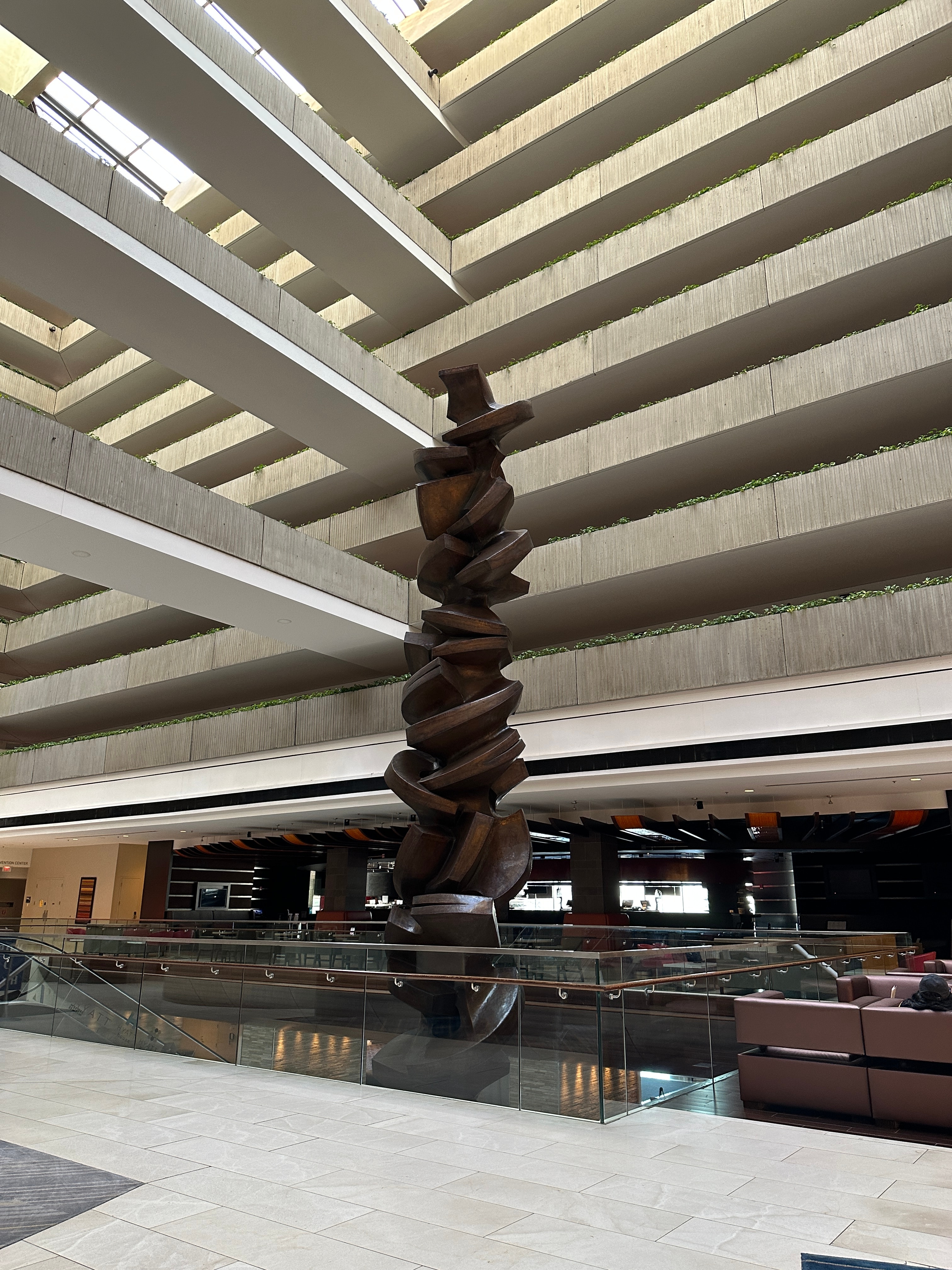 A view of a hotel lobby. 