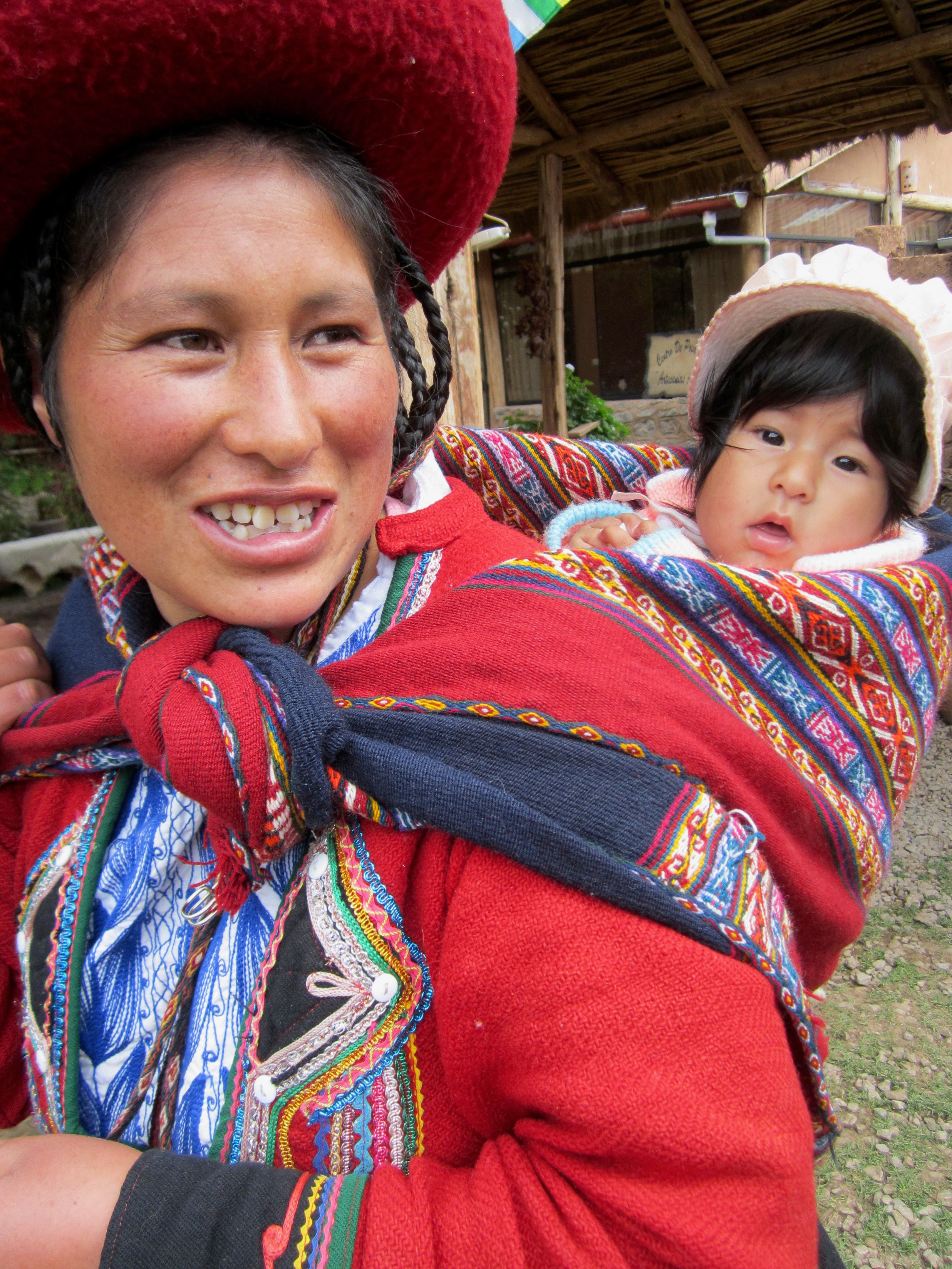 Woman and child in traditional dress.