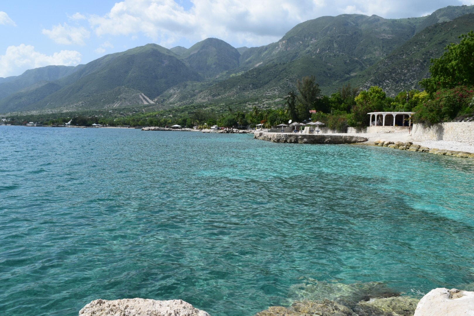 Blue water by the beach.