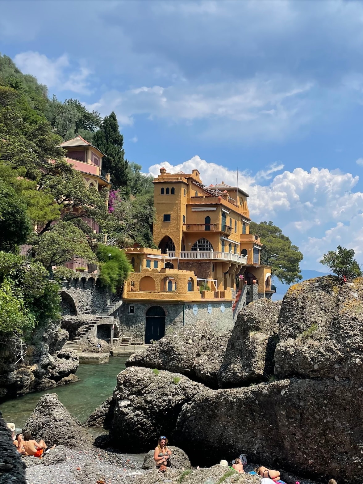 Yellow house on mountain.