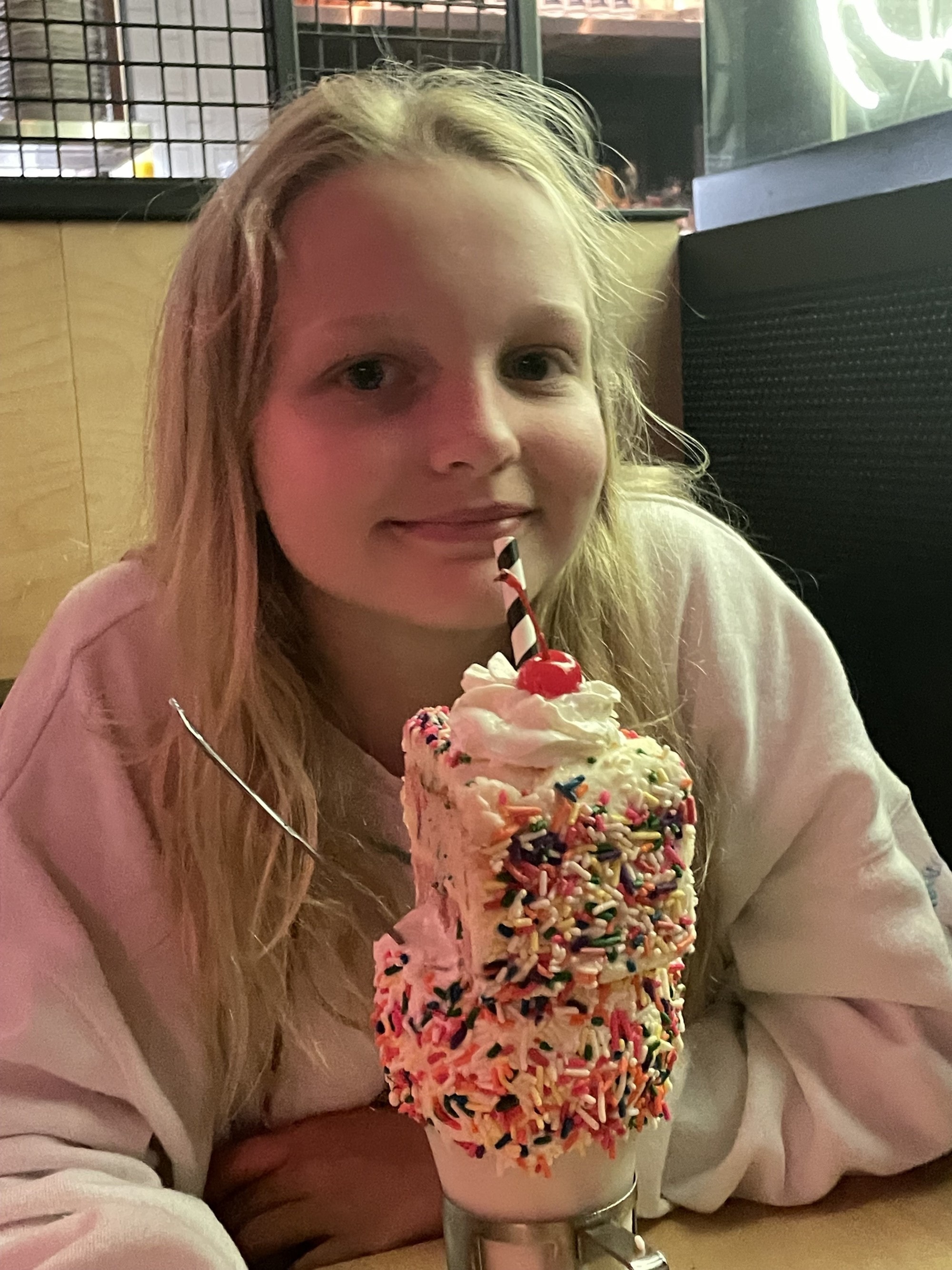 An ice cream treat New York style on a table at Black Top diner. 