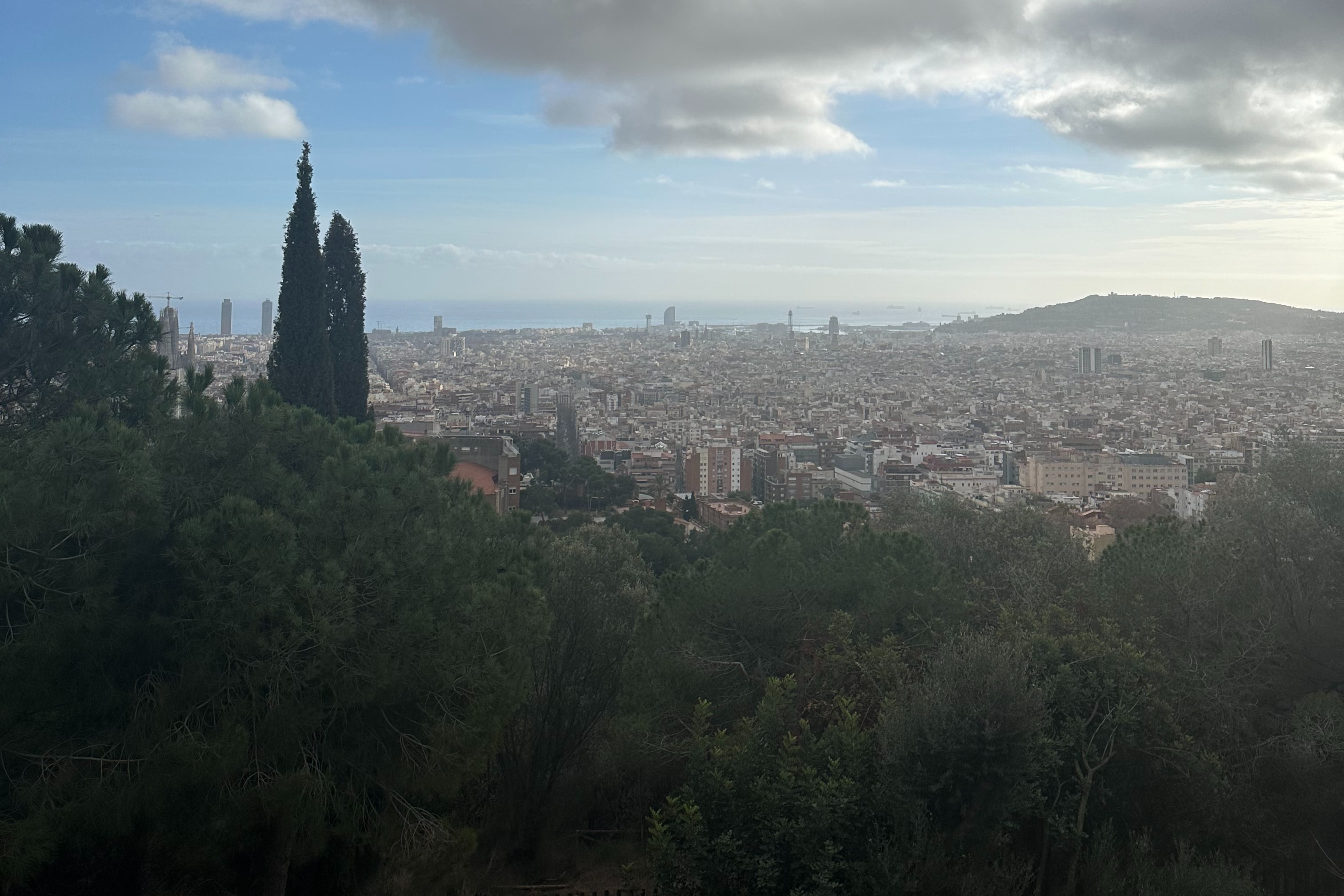 View of the city from the hilltop of Park Güell.