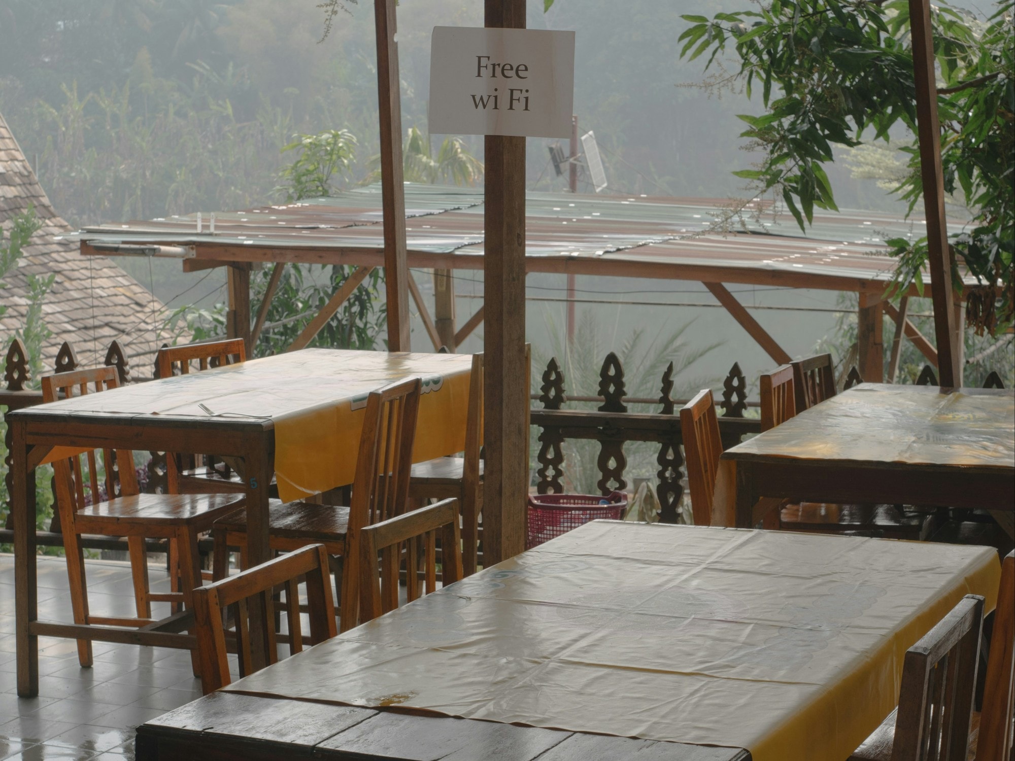 Outdoor sitting of a restaurant.