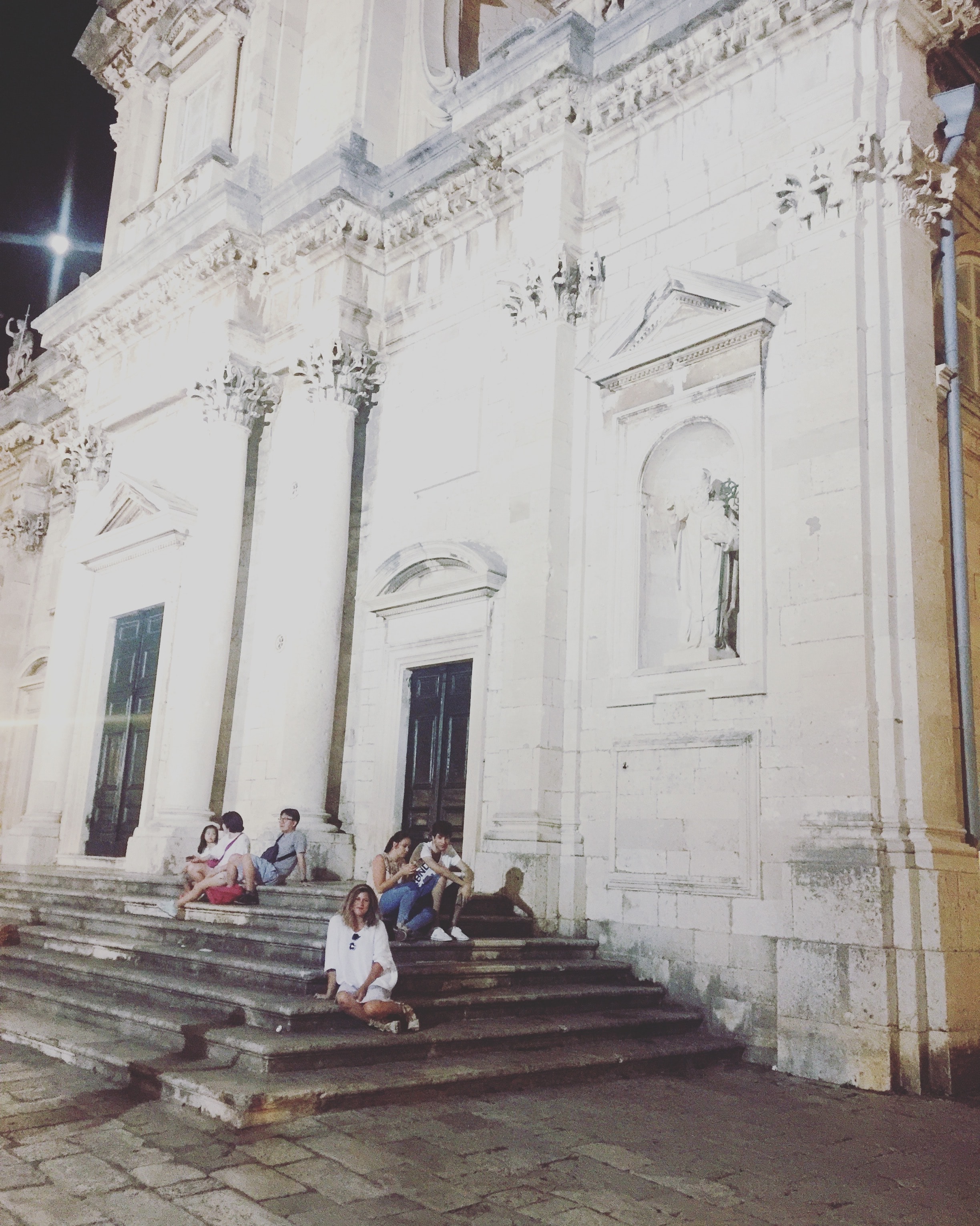 People sitting on stairs