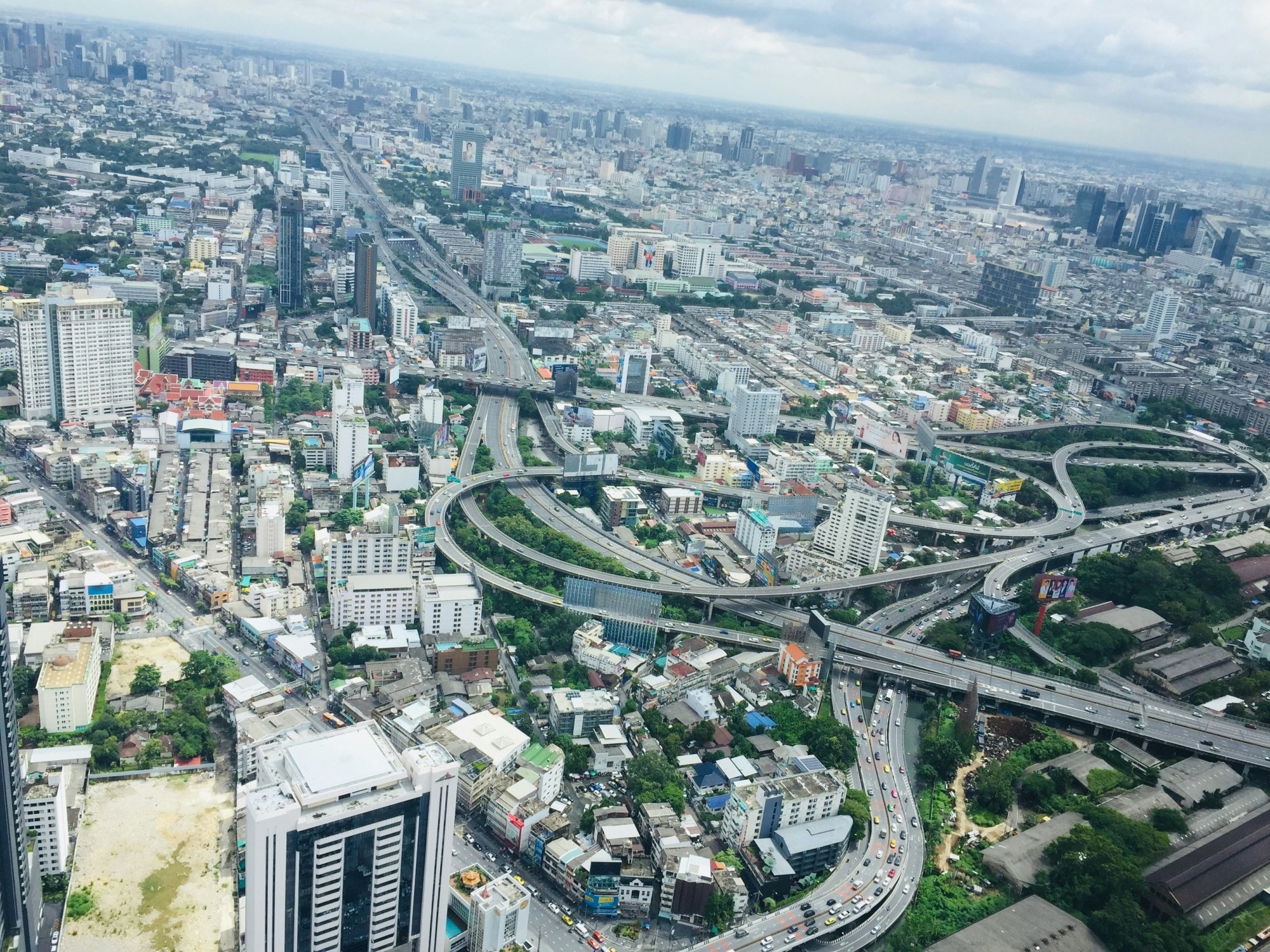 Aerial view of Bangkok city at daytime.