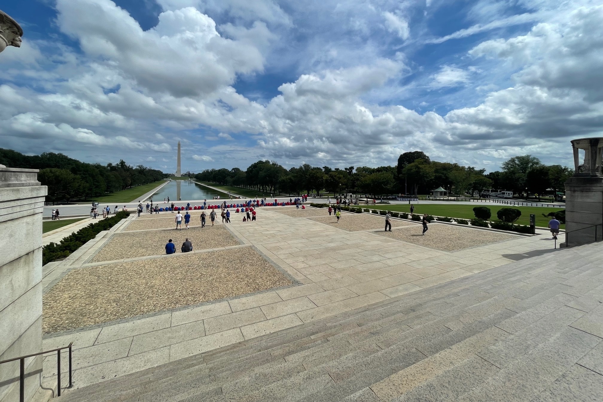 A view of the Washington Monument obelisk on the National Mall in Washington, D.C.