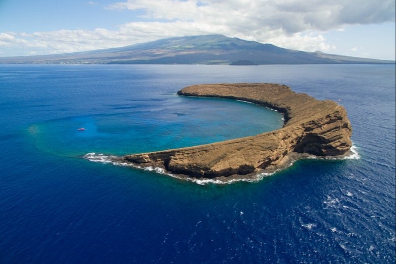 Aerial view of Molokini Crater