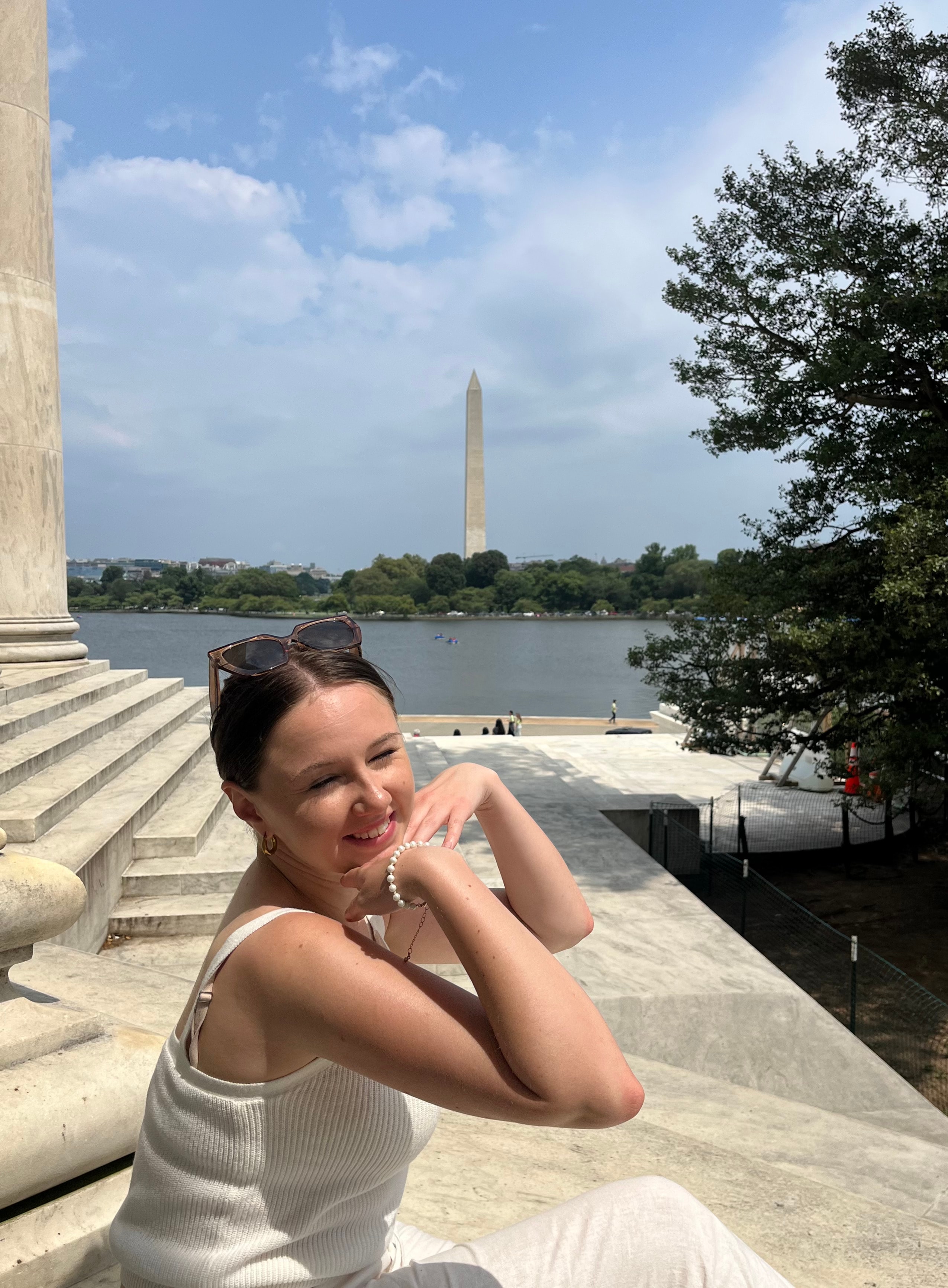 Picture of Georgia in white dress in Washington