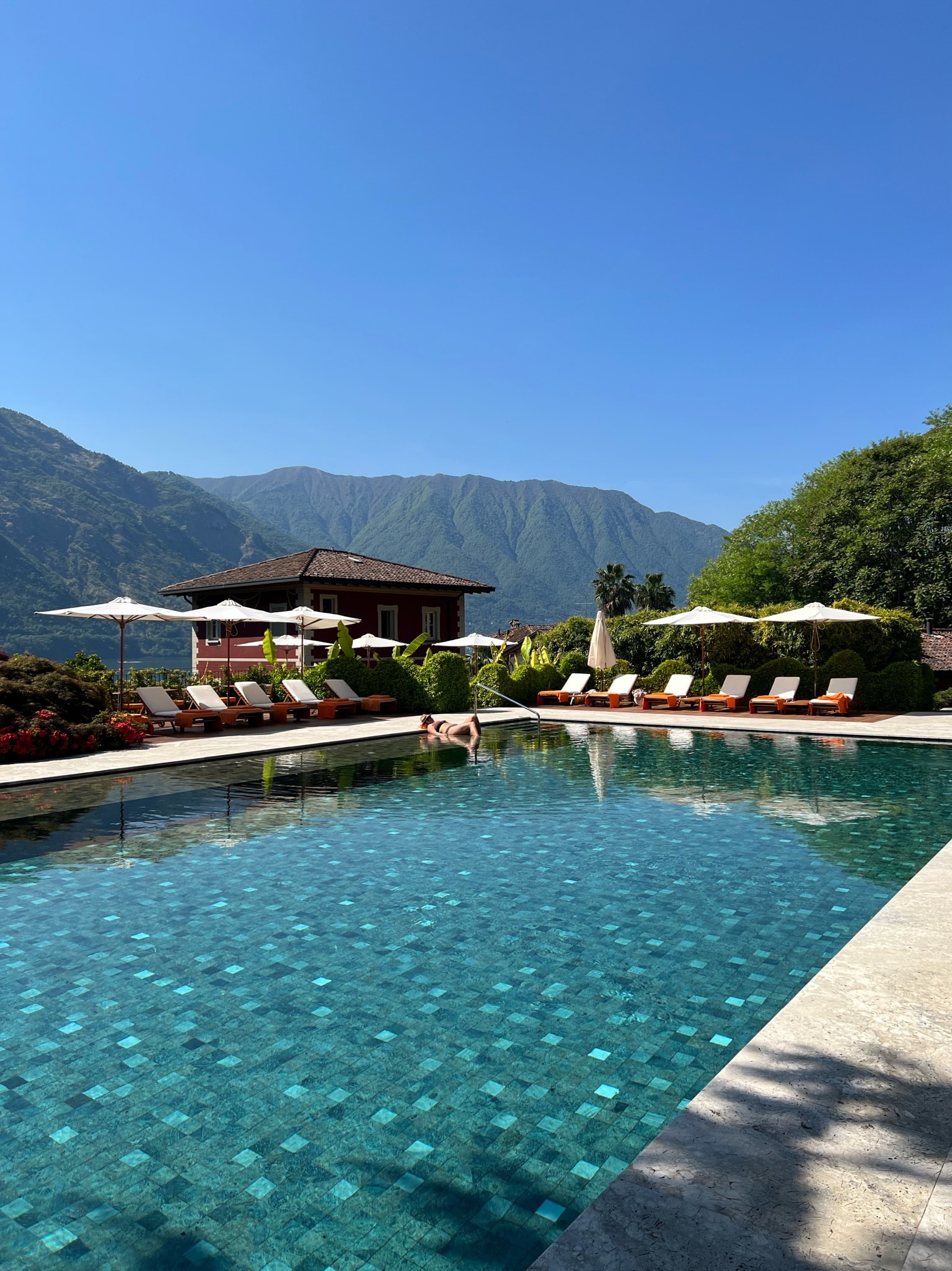 A beautiful view of pool at Grand Hotel Tremezzo