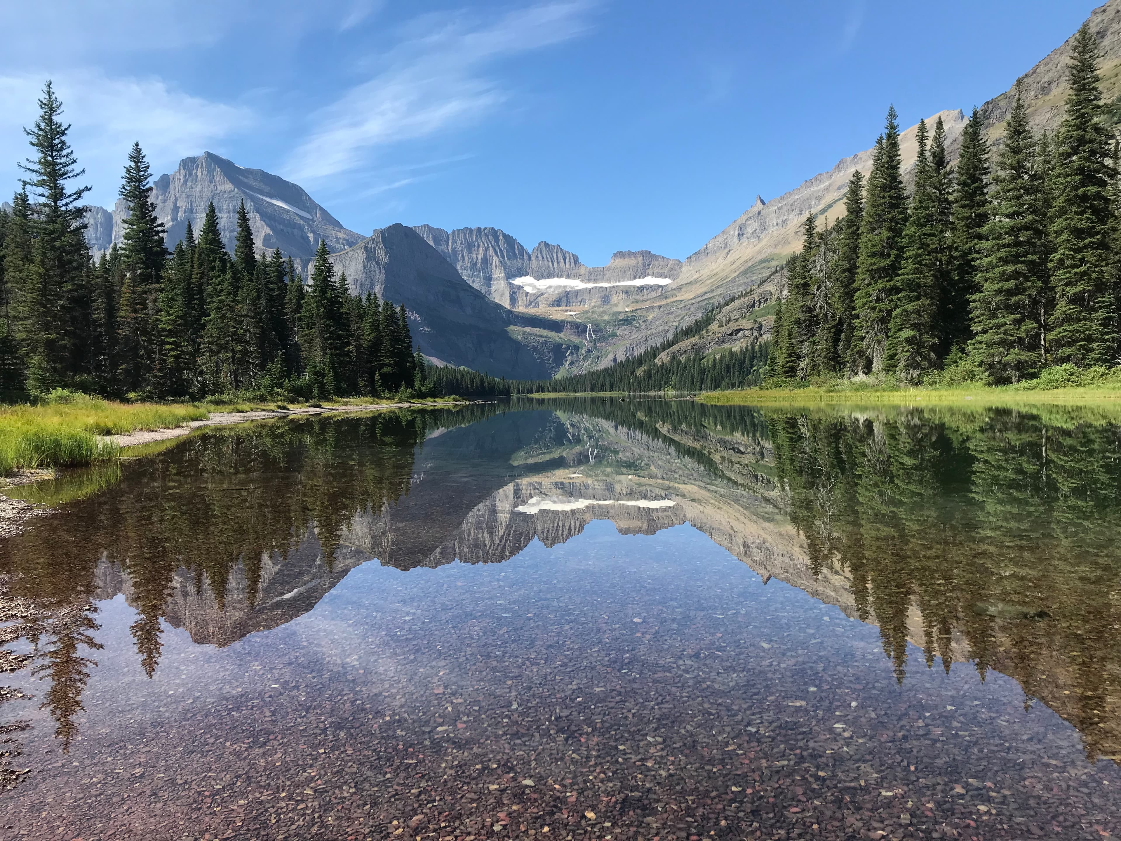 View of a pond and mountains