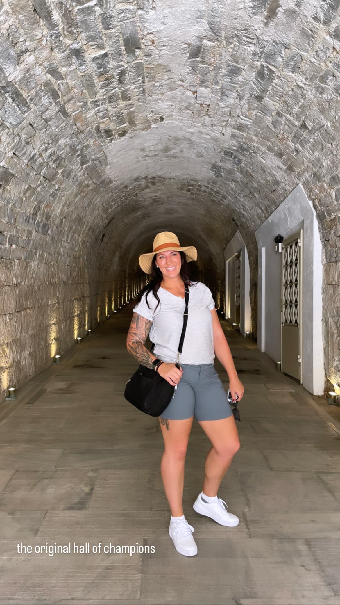 Posing for a picture in the Hall of Champions