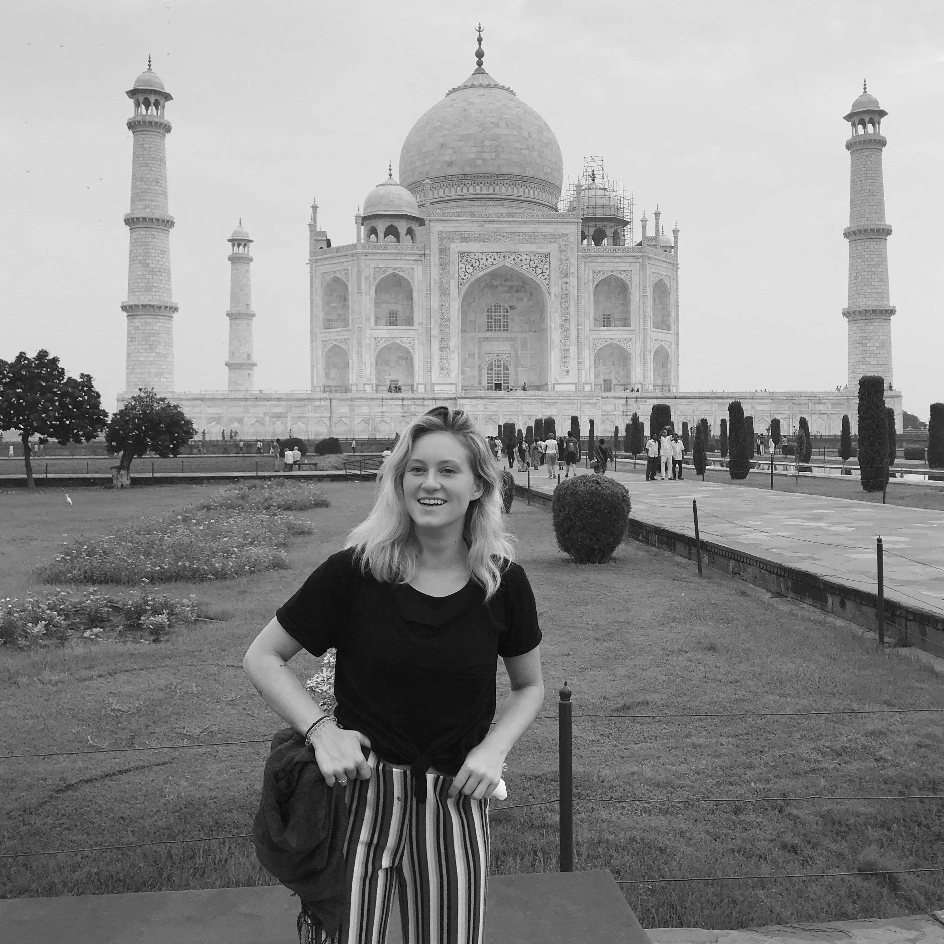 Picture of Maggie at Taj Mahal.