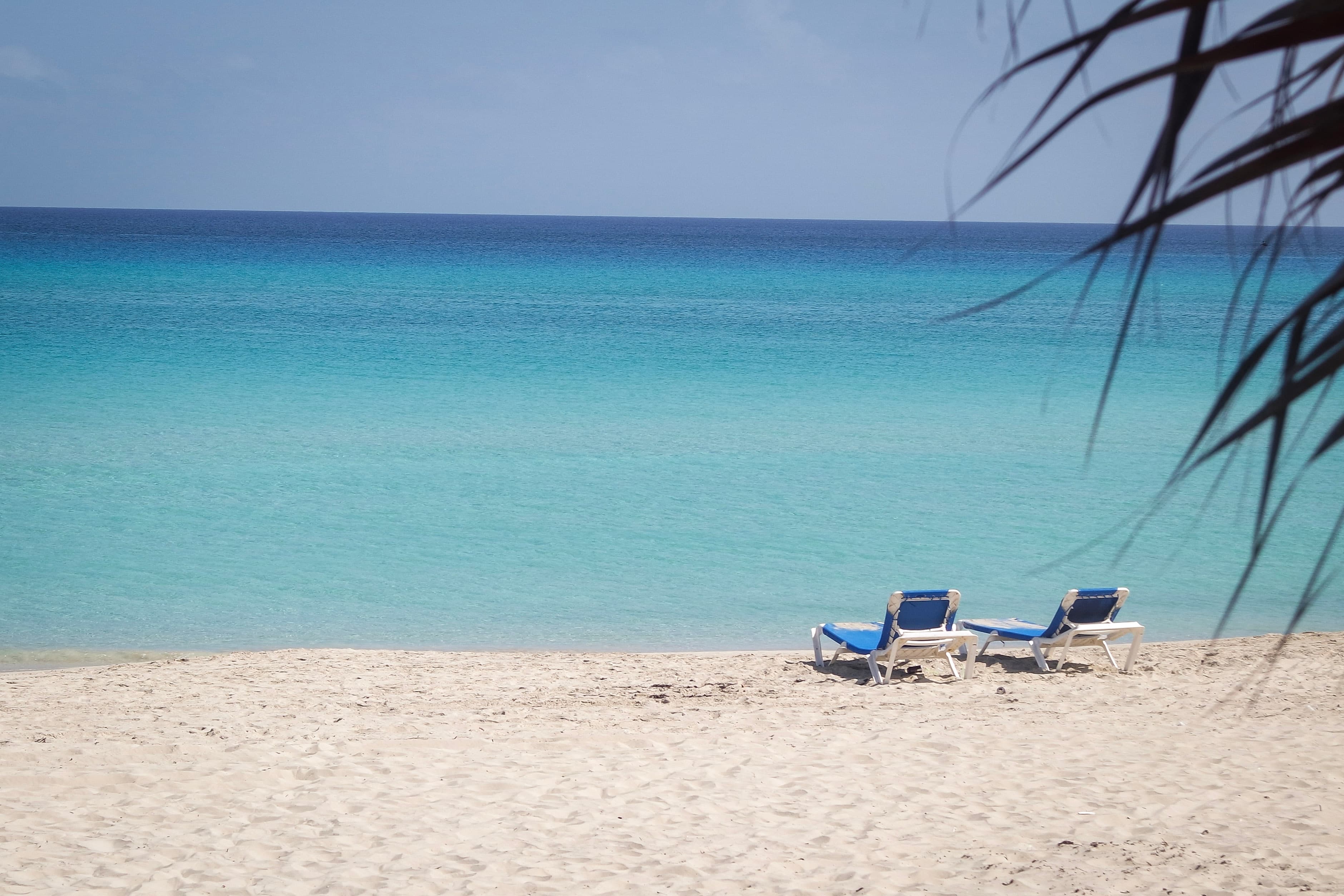 Picture of sunloungers on beach