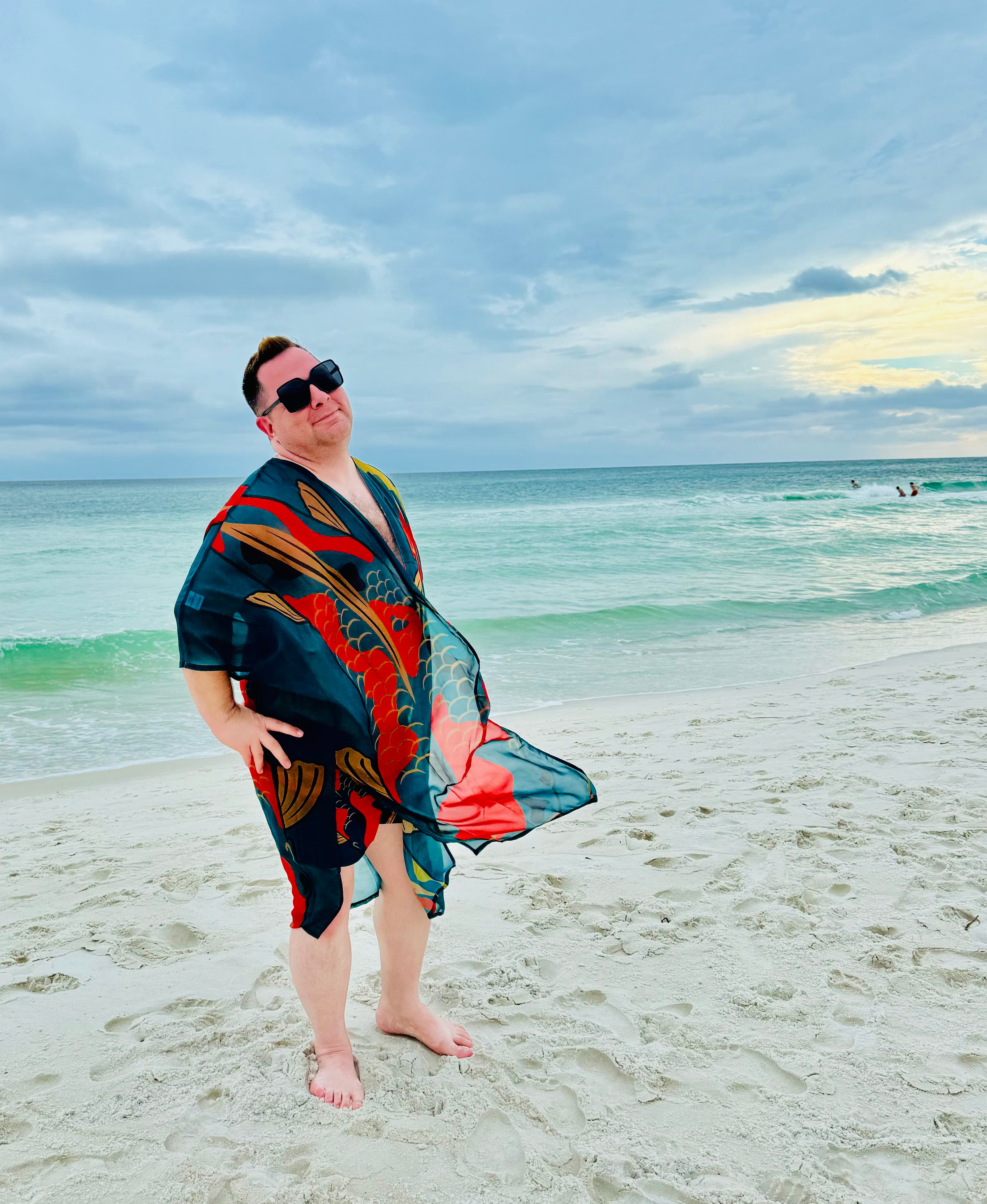 Posing for a photo on the beach