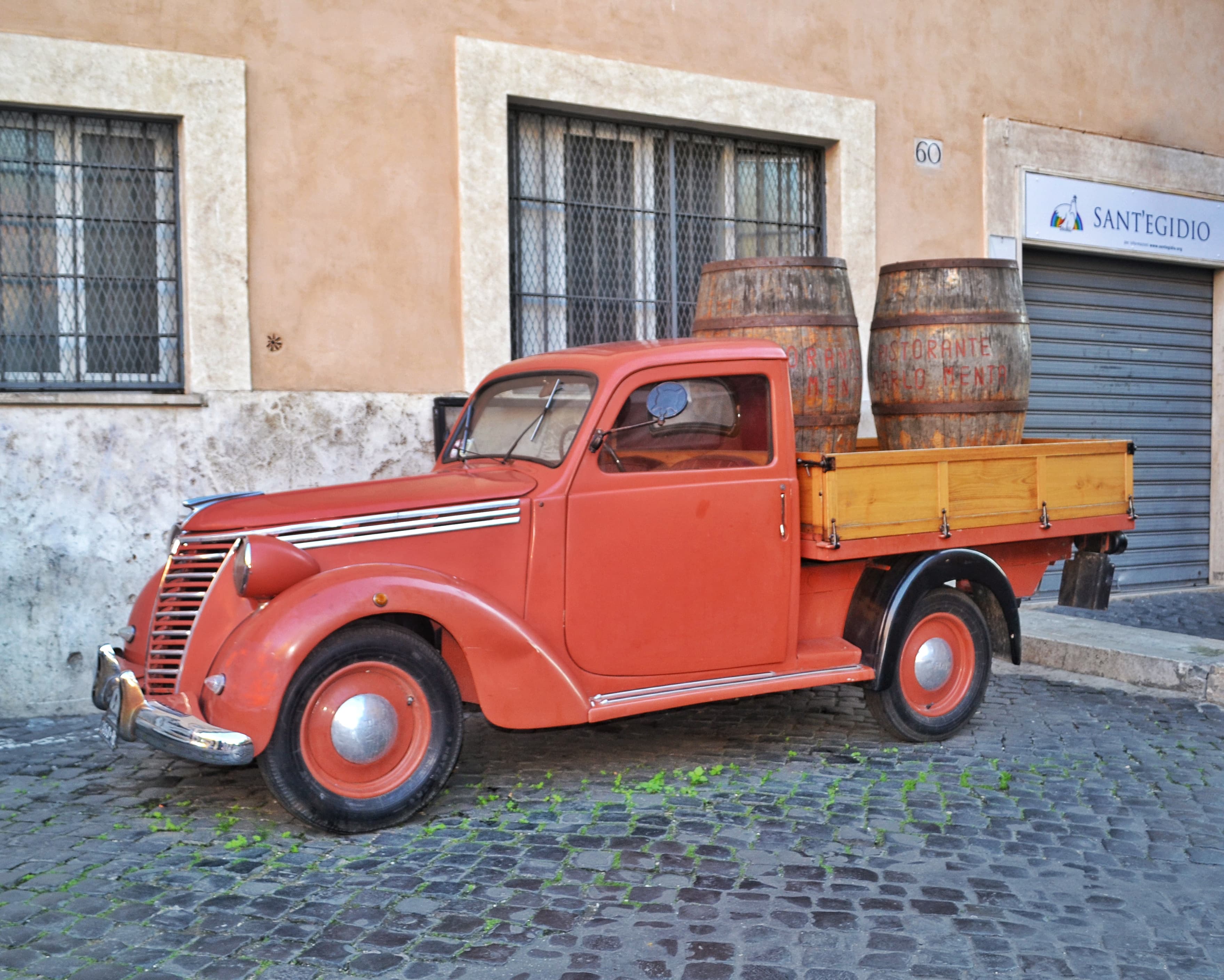 A red roman truck