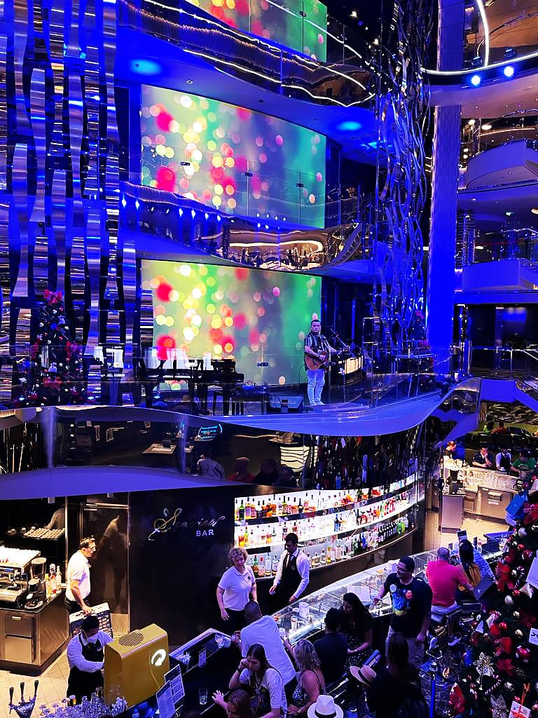 Colorful and bright night lights in street