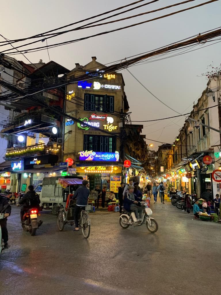 View of the main city and people cycling