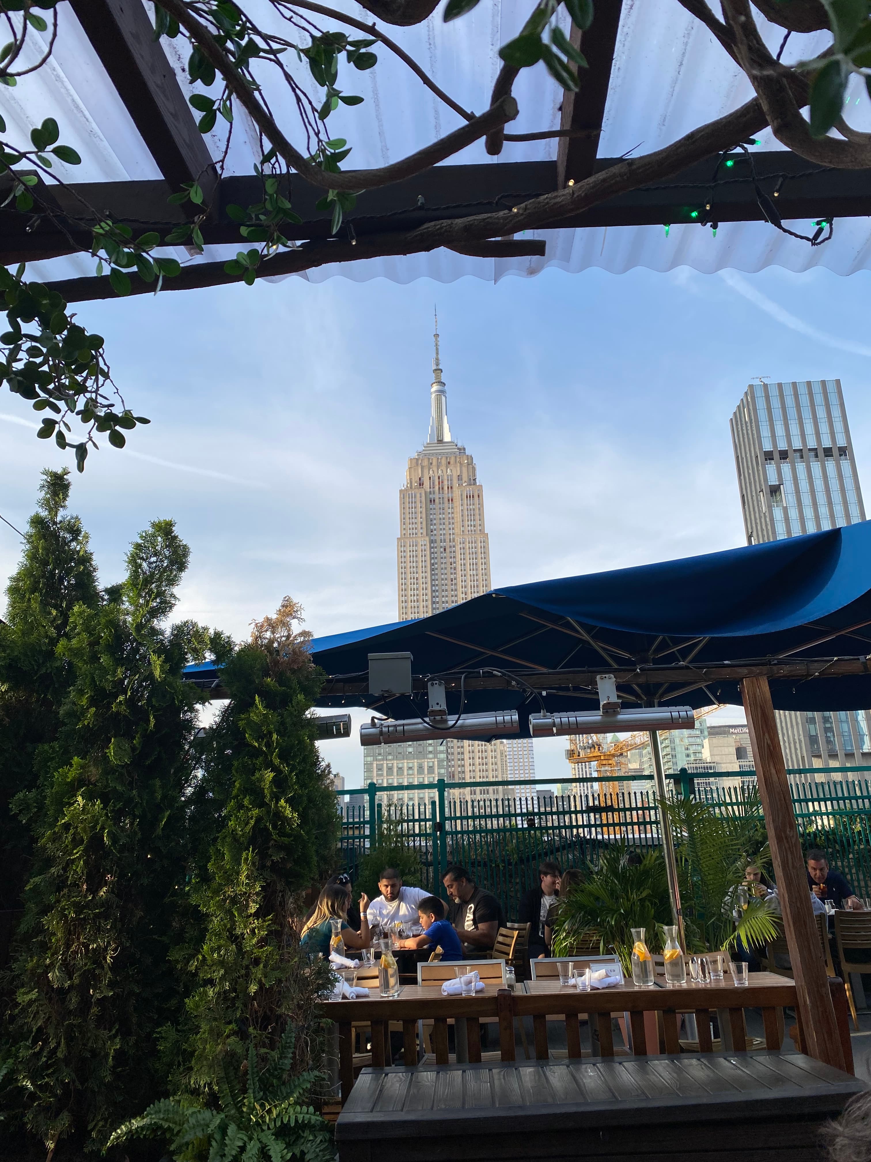 in restaurant infront of a building