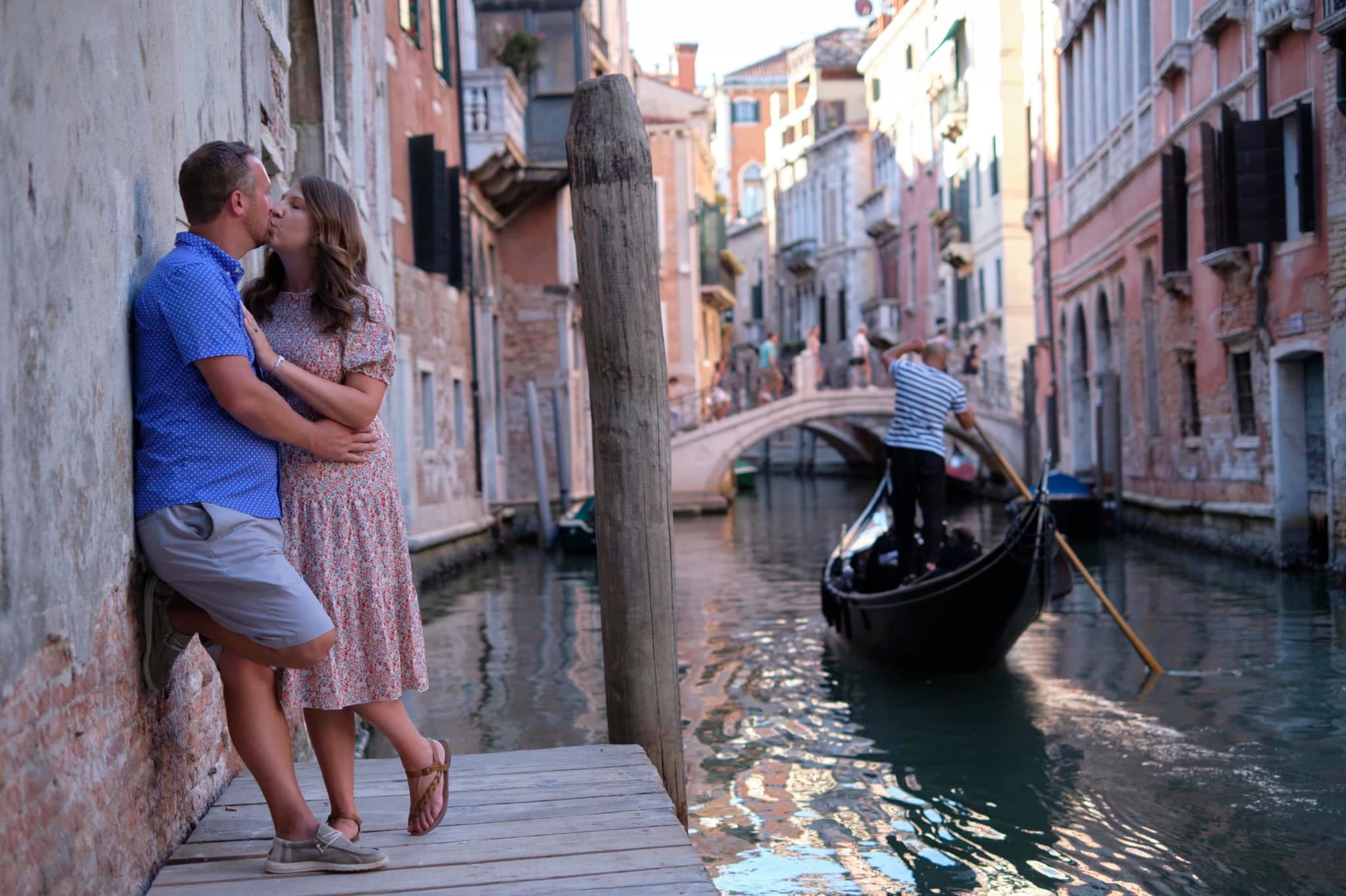 Couple posing on the canal side