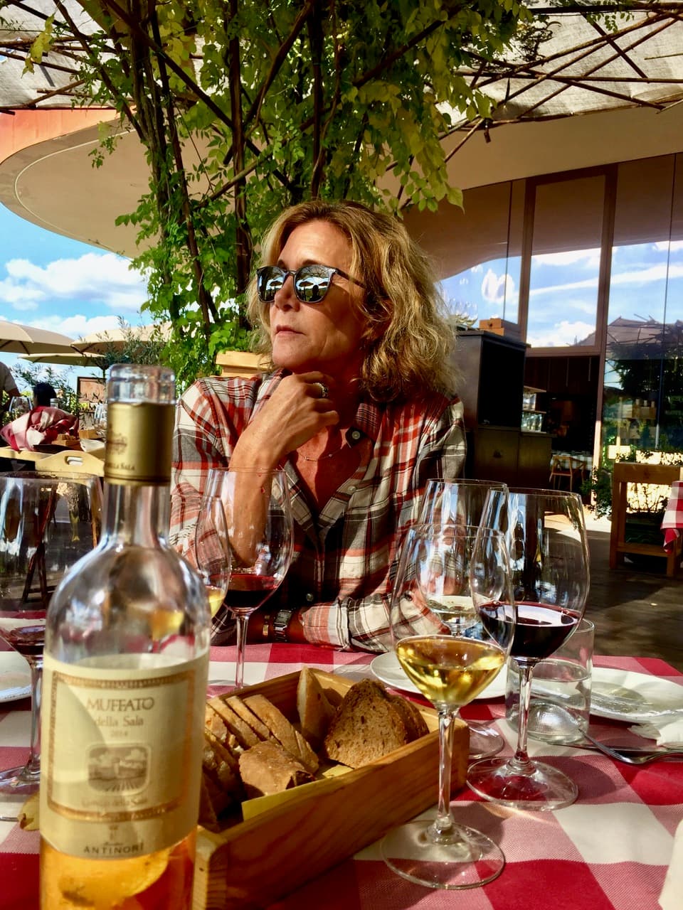 Melanie having a meal