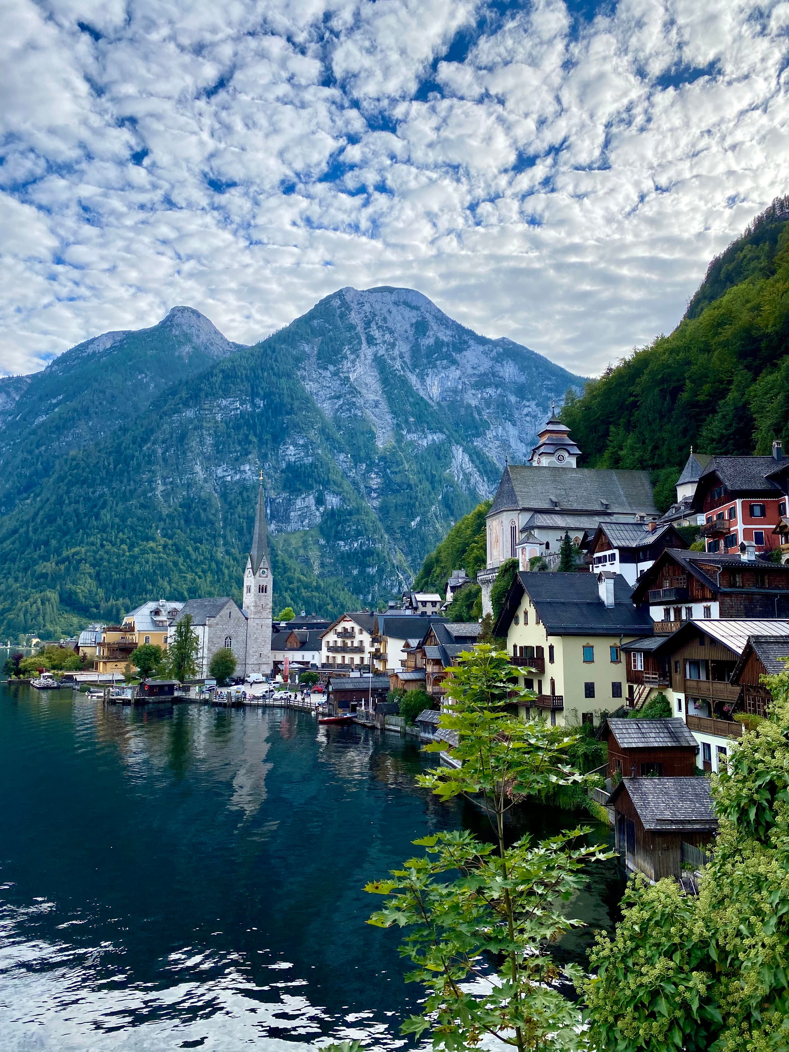 Town on lake in Switzerland.