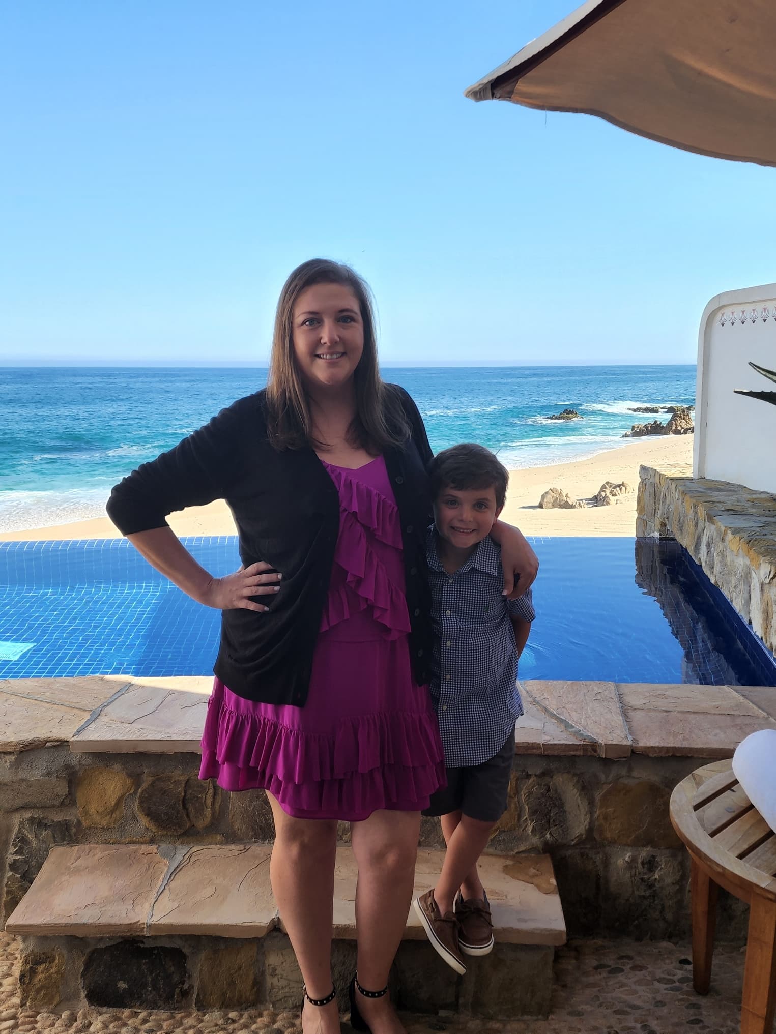 Travel advisor posing with kid