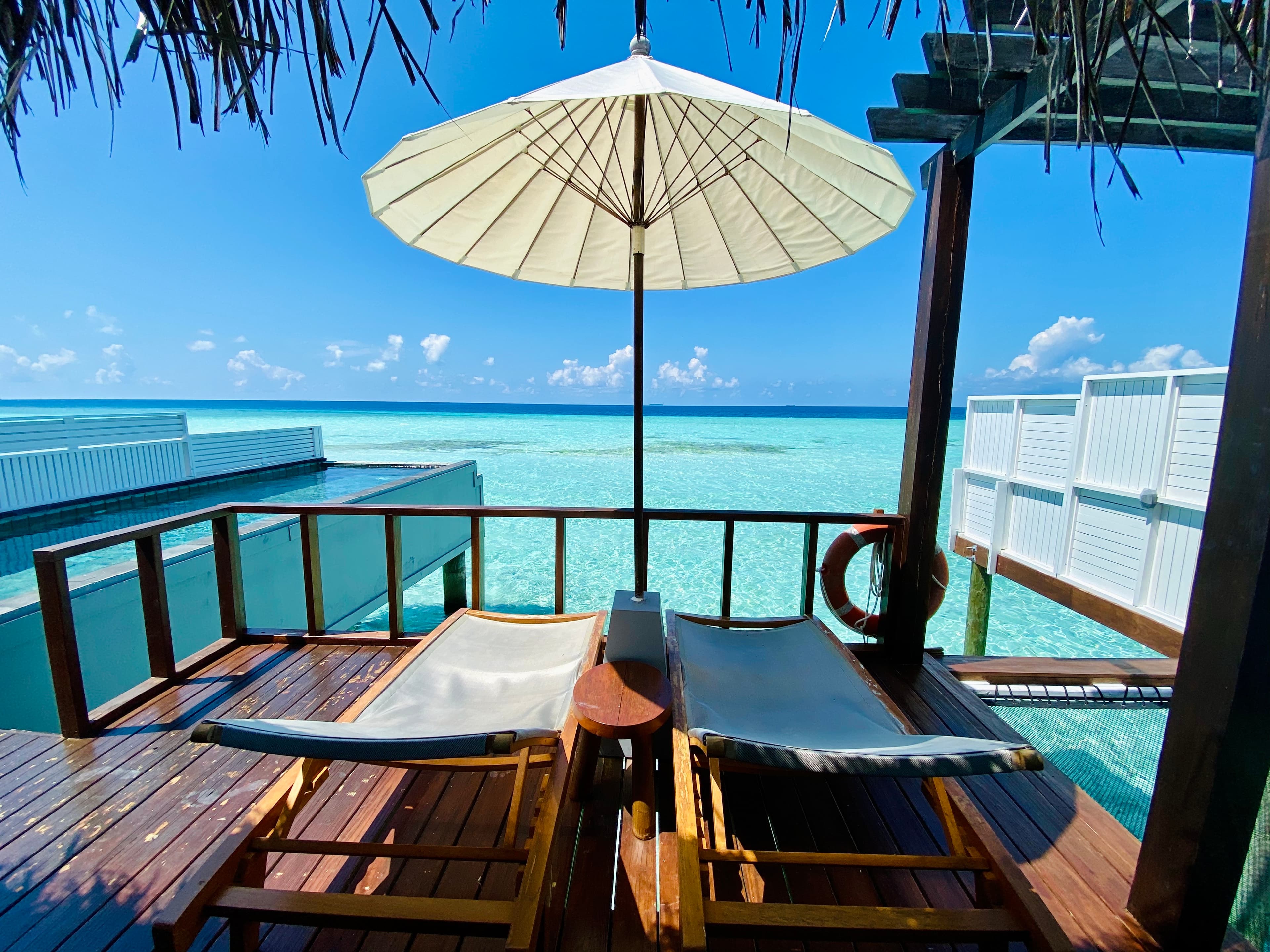 Beautiful shaded place beside the sea to relax