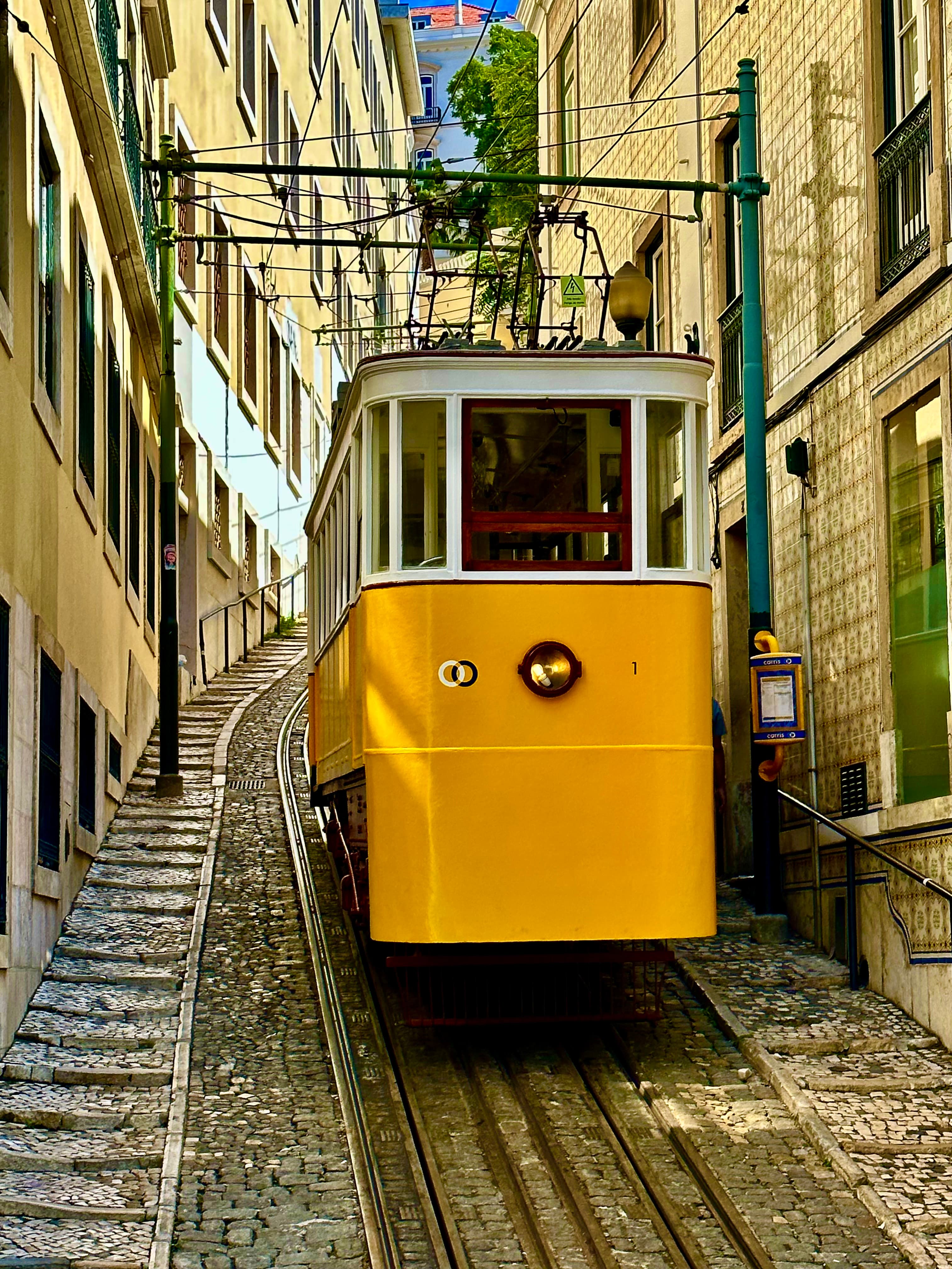 train in street orange color