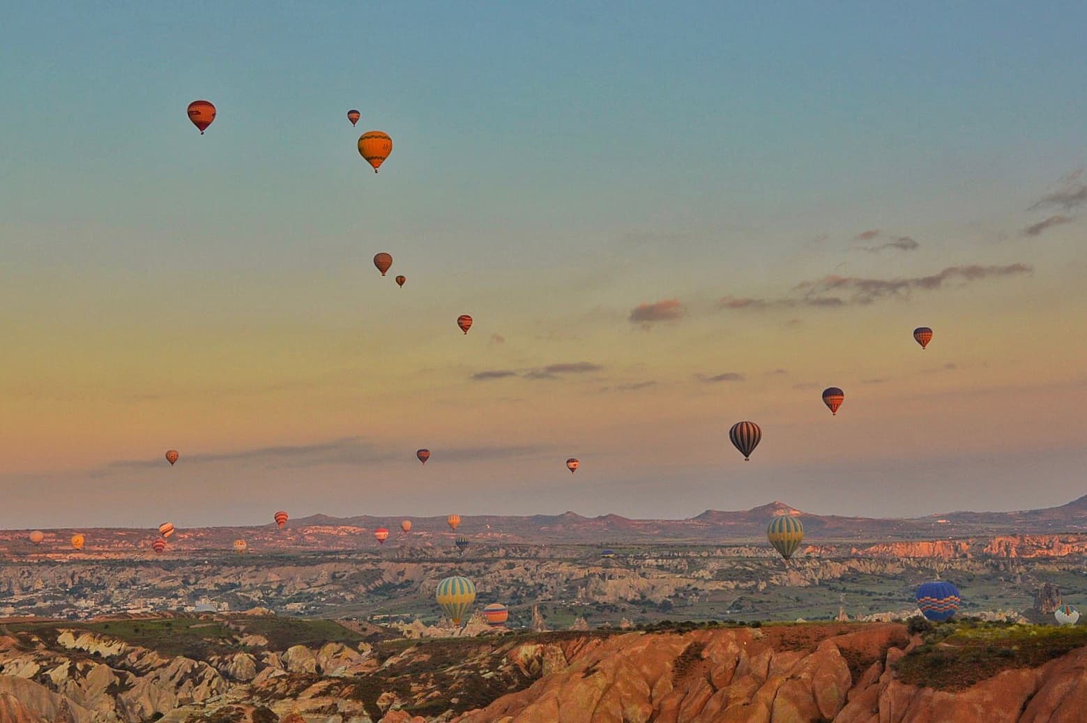 Hot air balloons in the sky.