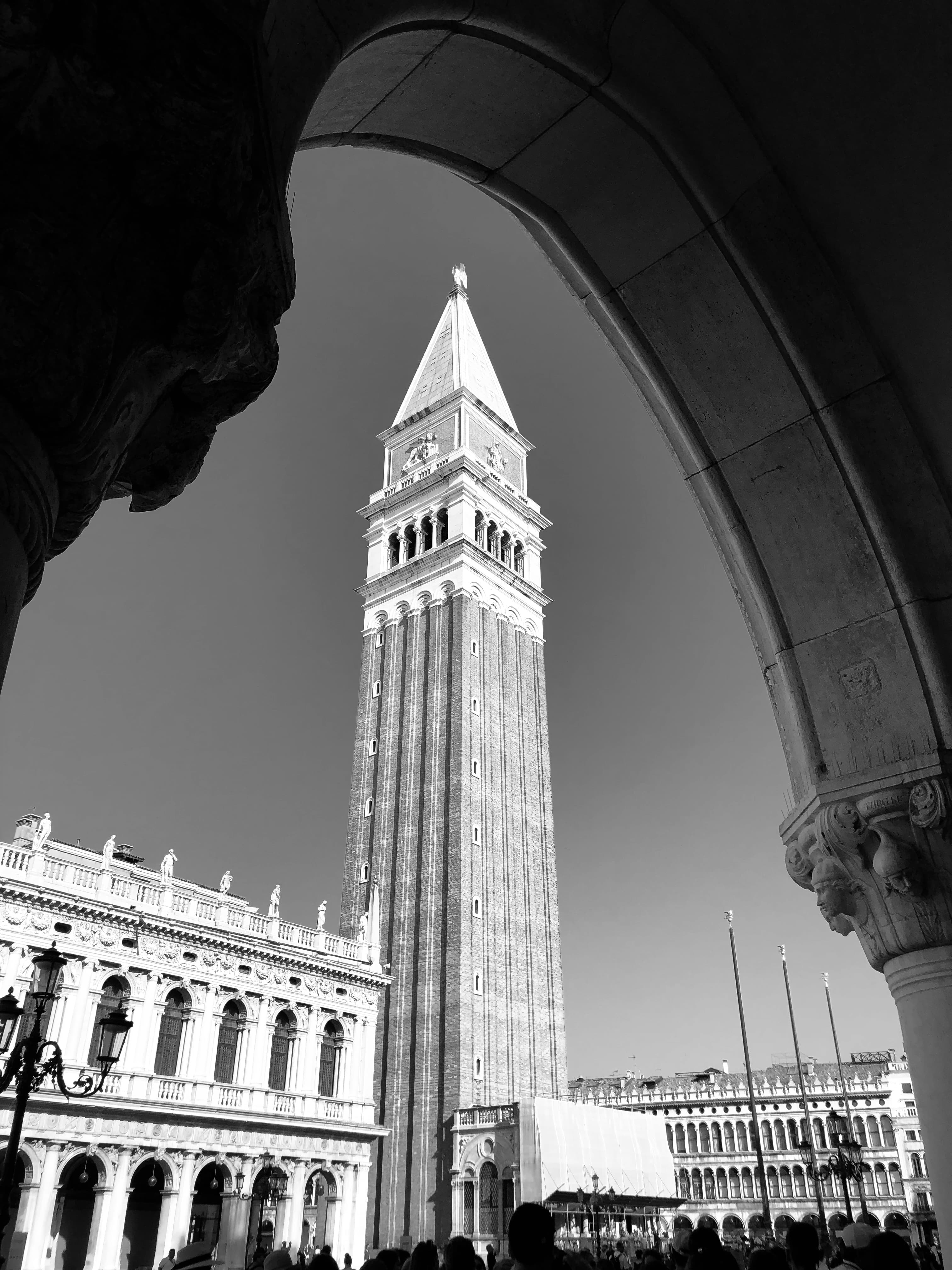 A black and white shot of Venice.