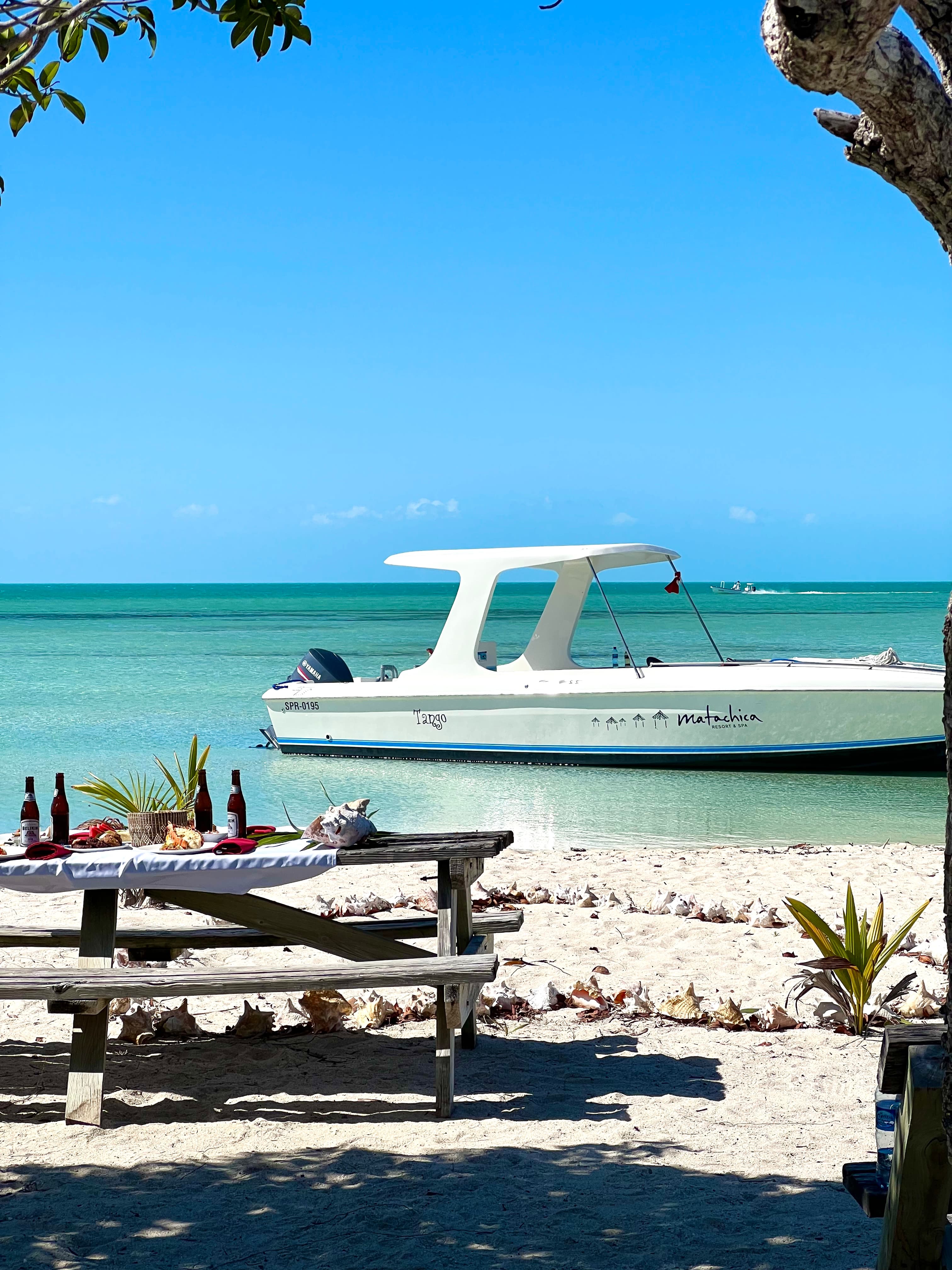 Boat in the deep blue sea