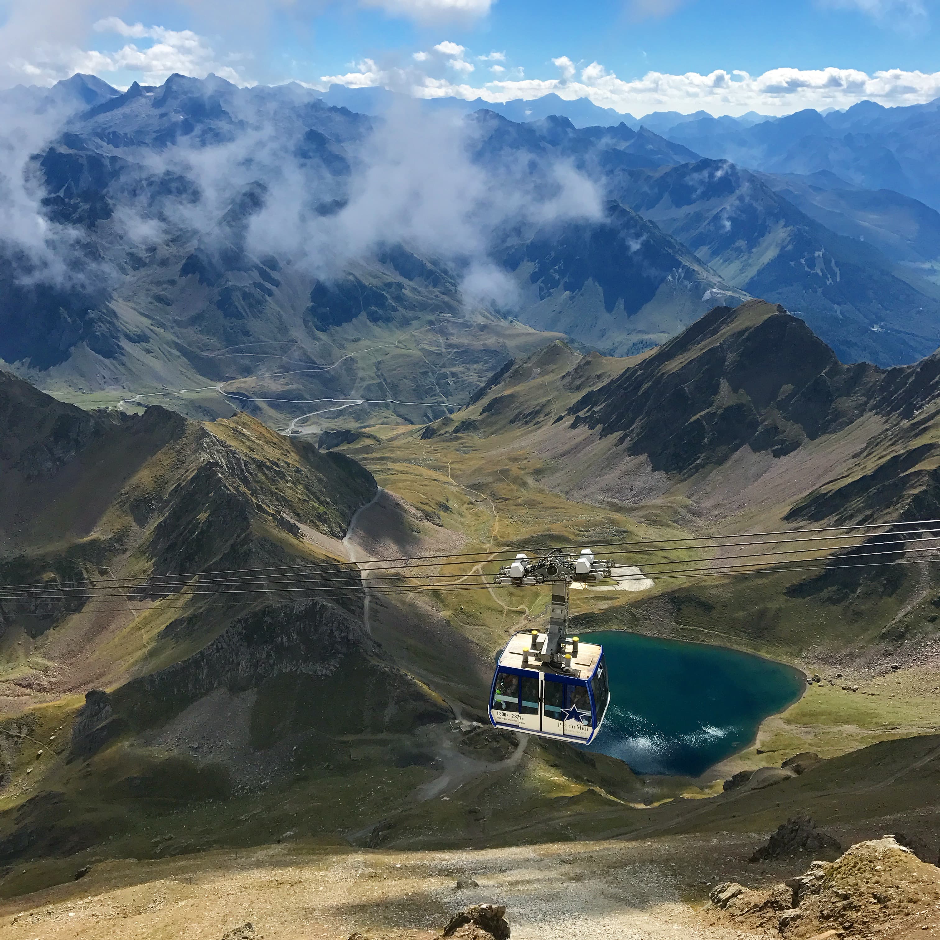 A beautiful view of mountains and lift