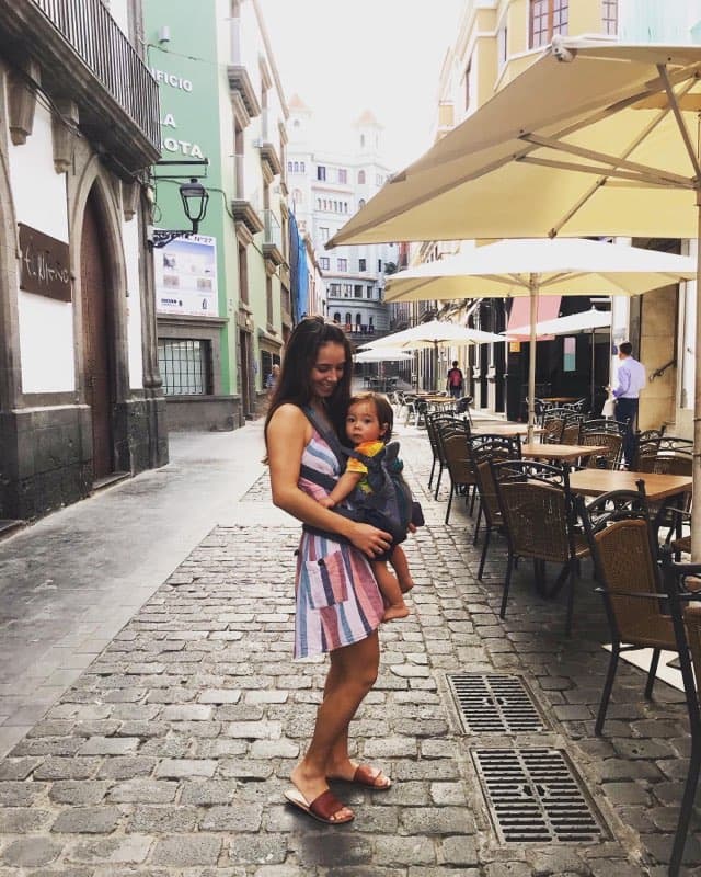 Travel advisor posing with a kid