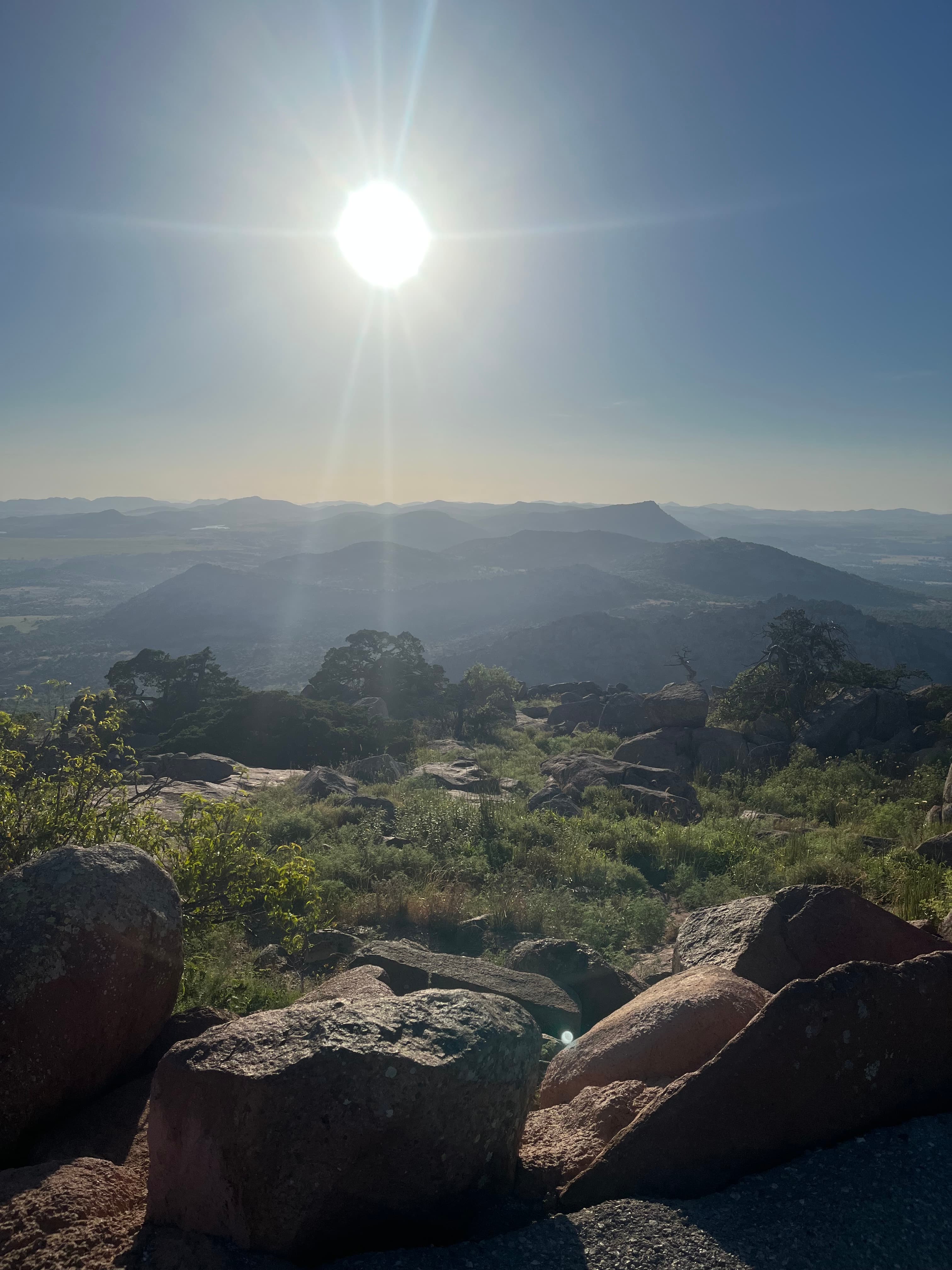 View of sun and a valley