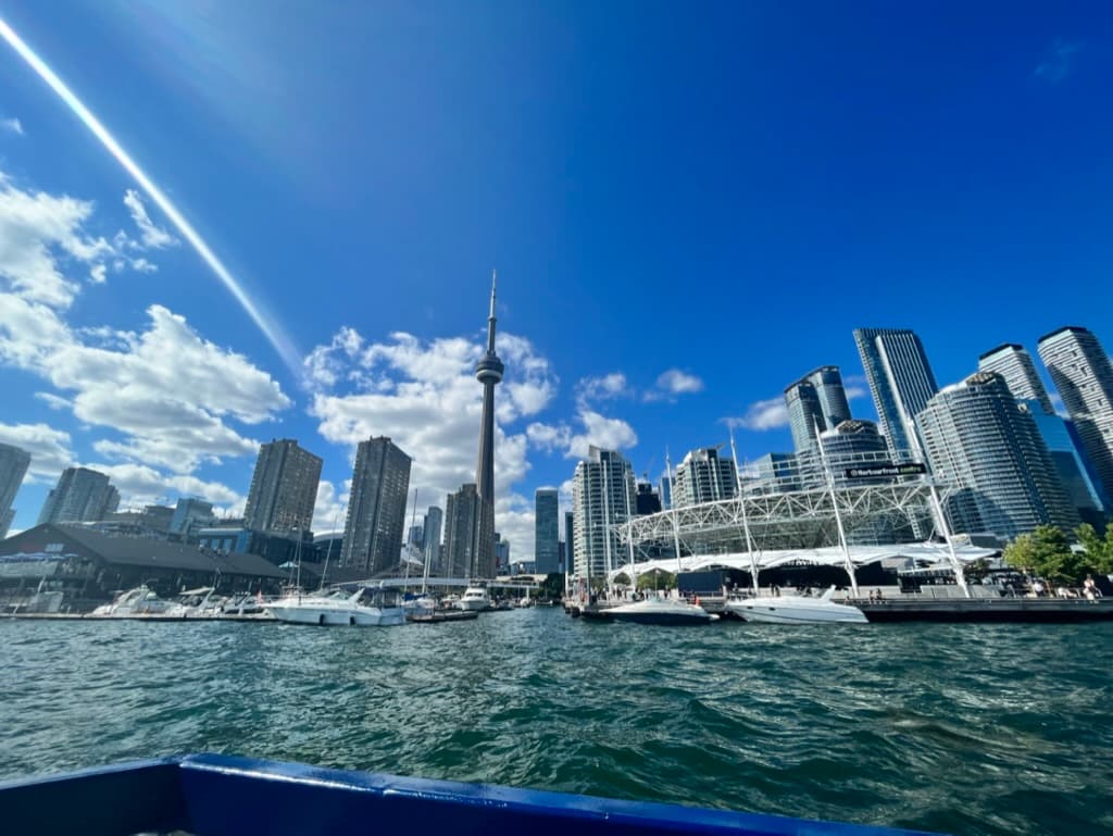 View of a lake and city