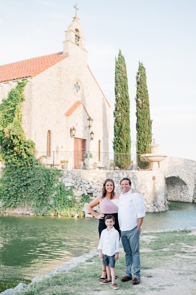 Travel advisor posing with family