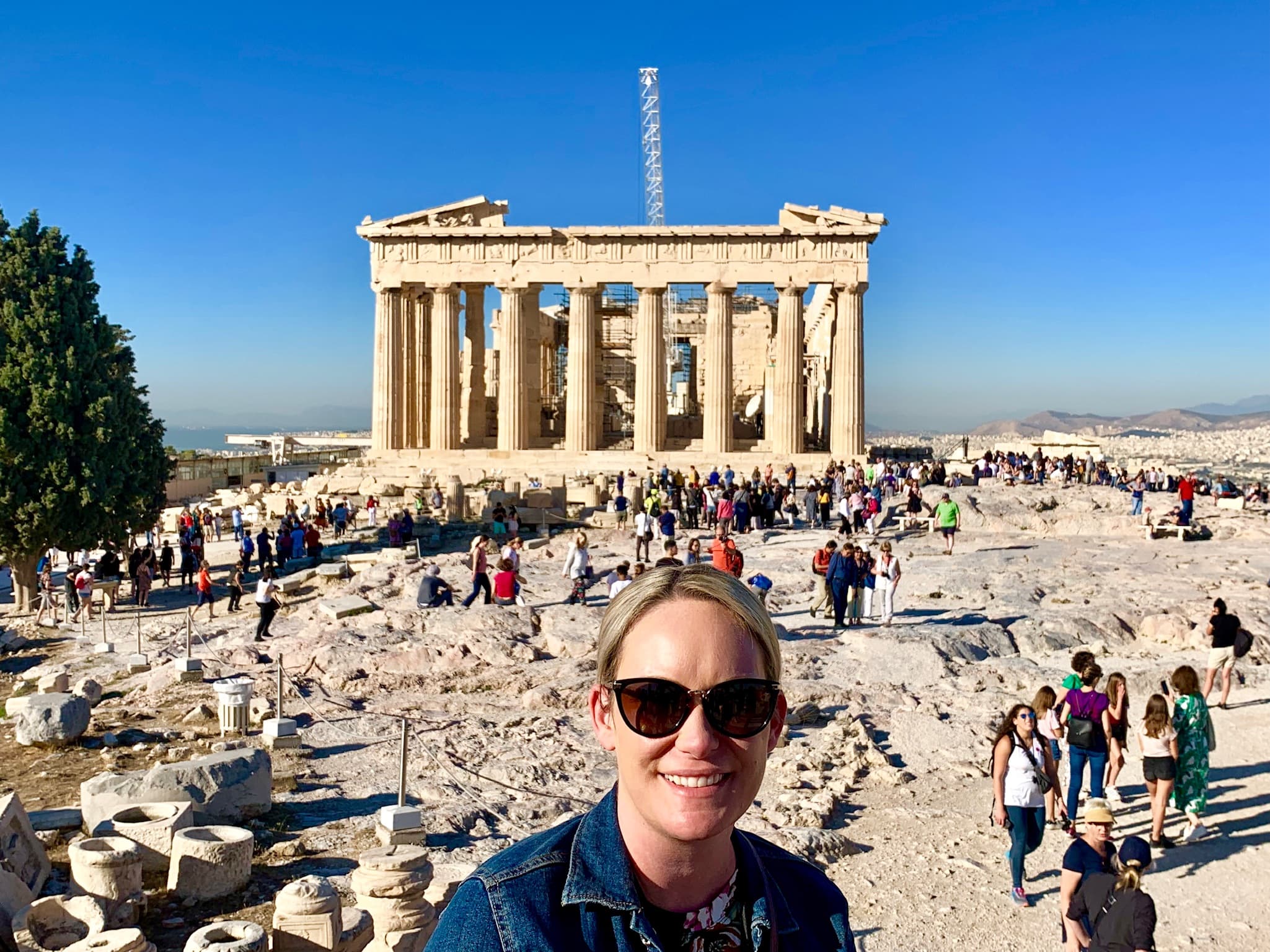 Ancient building view with a travel advisor