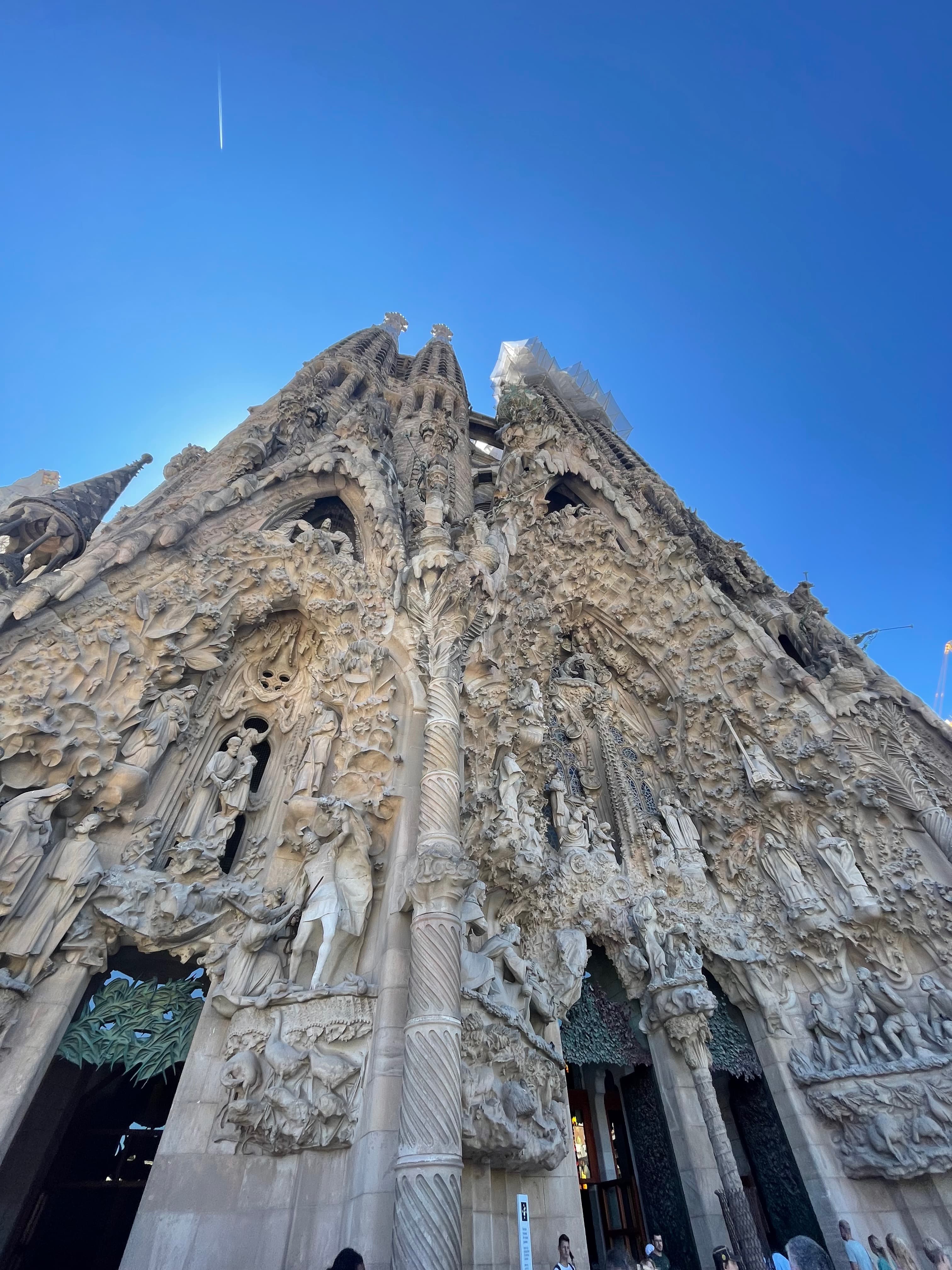 View of La Sagrada Familia under the blue sky