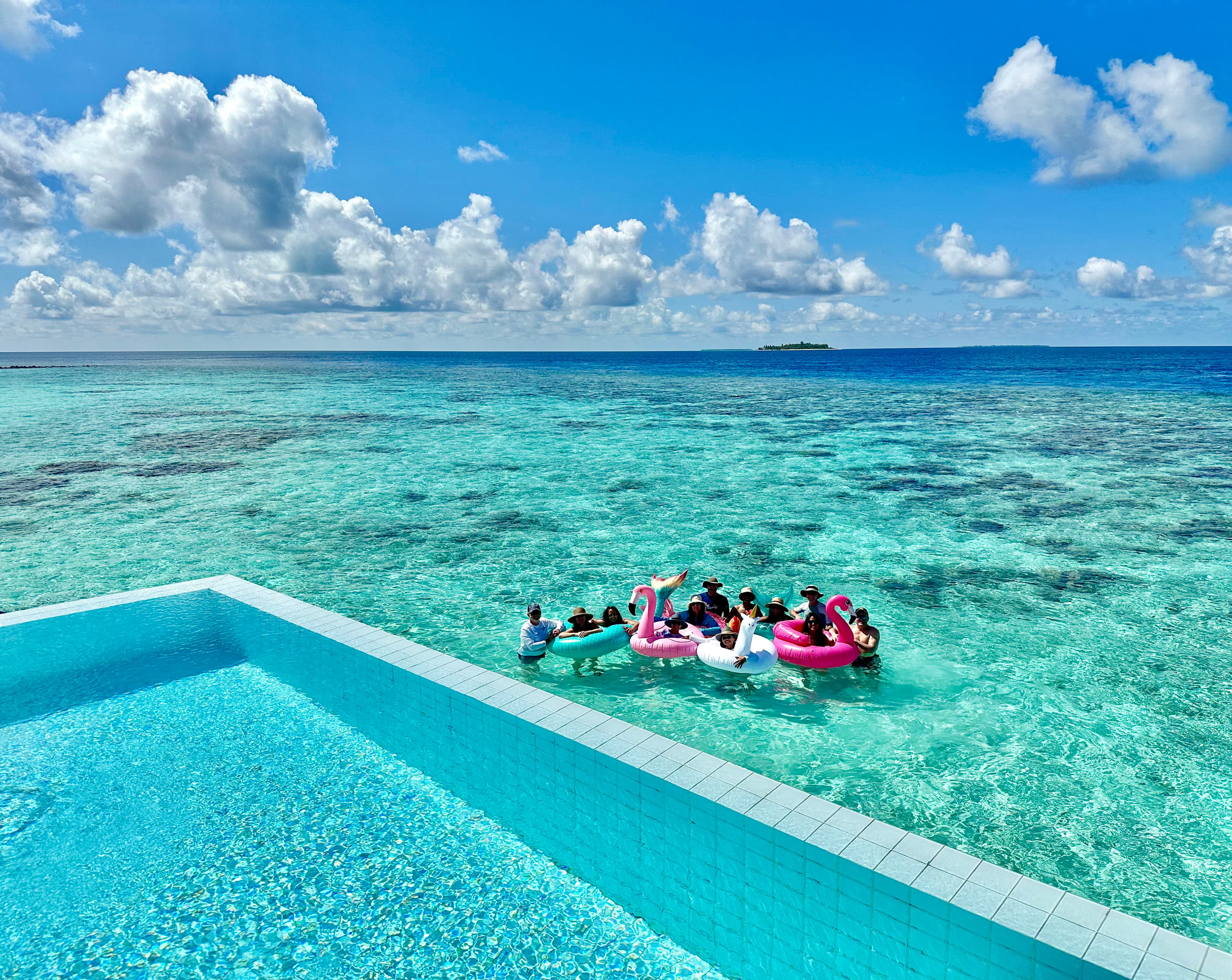 Swimming in the sea with friends