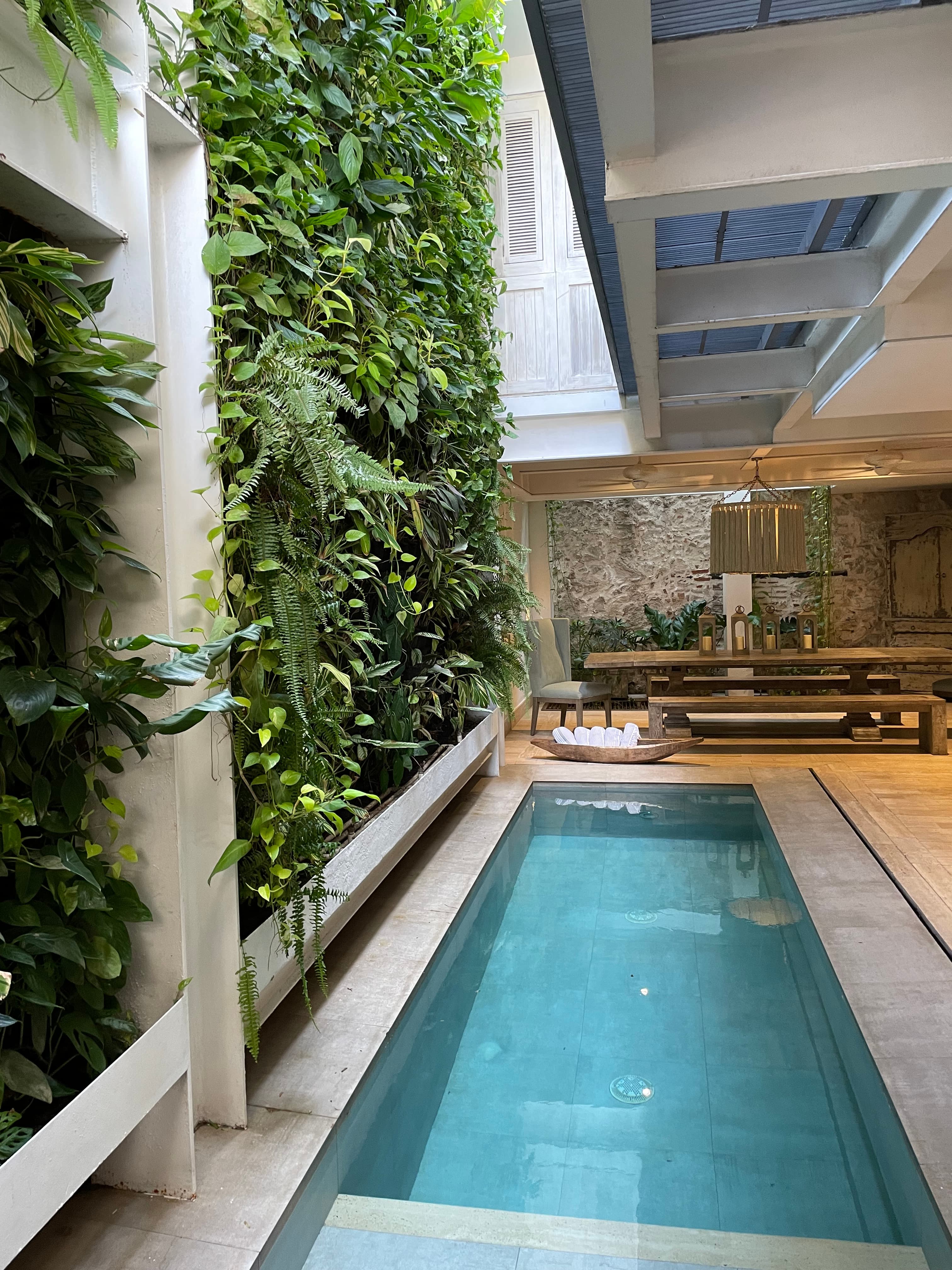 An indoor pool with stunning interiors