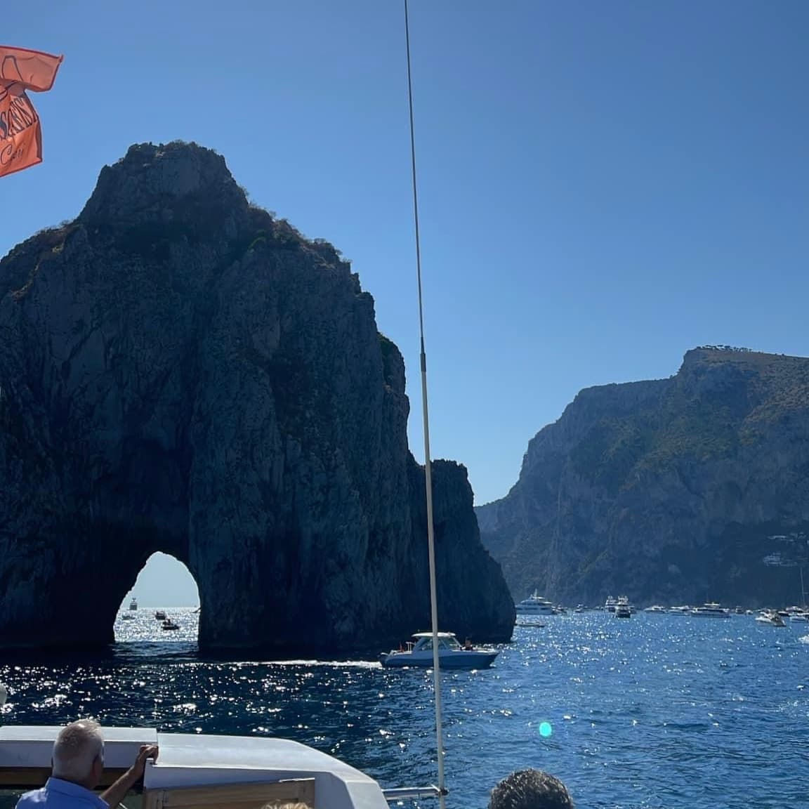 Picture of rock in sea from boat
