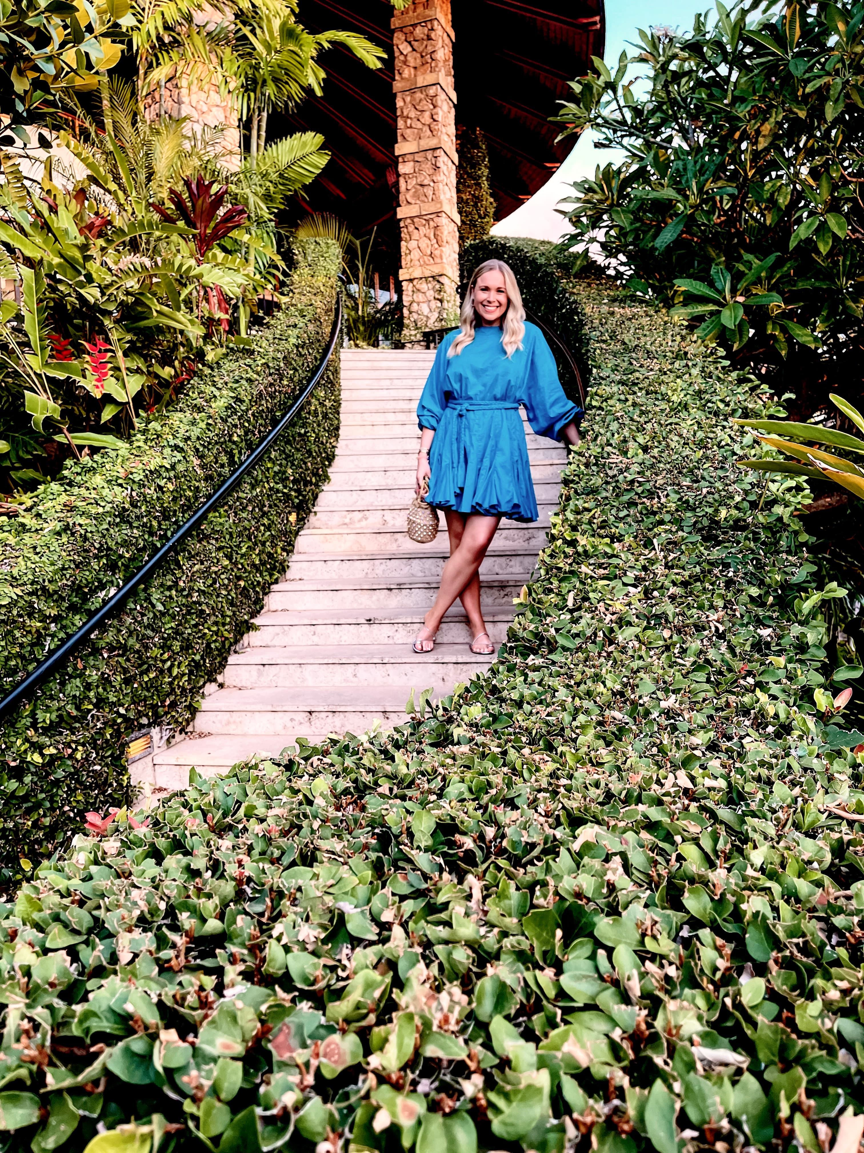 Posing for a picture on stairs