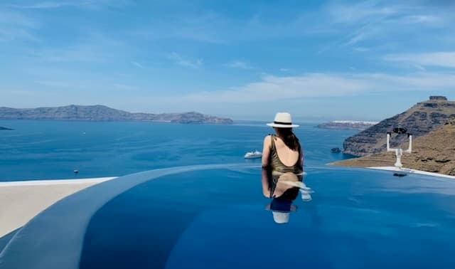 Looking at the views from an infinity pool