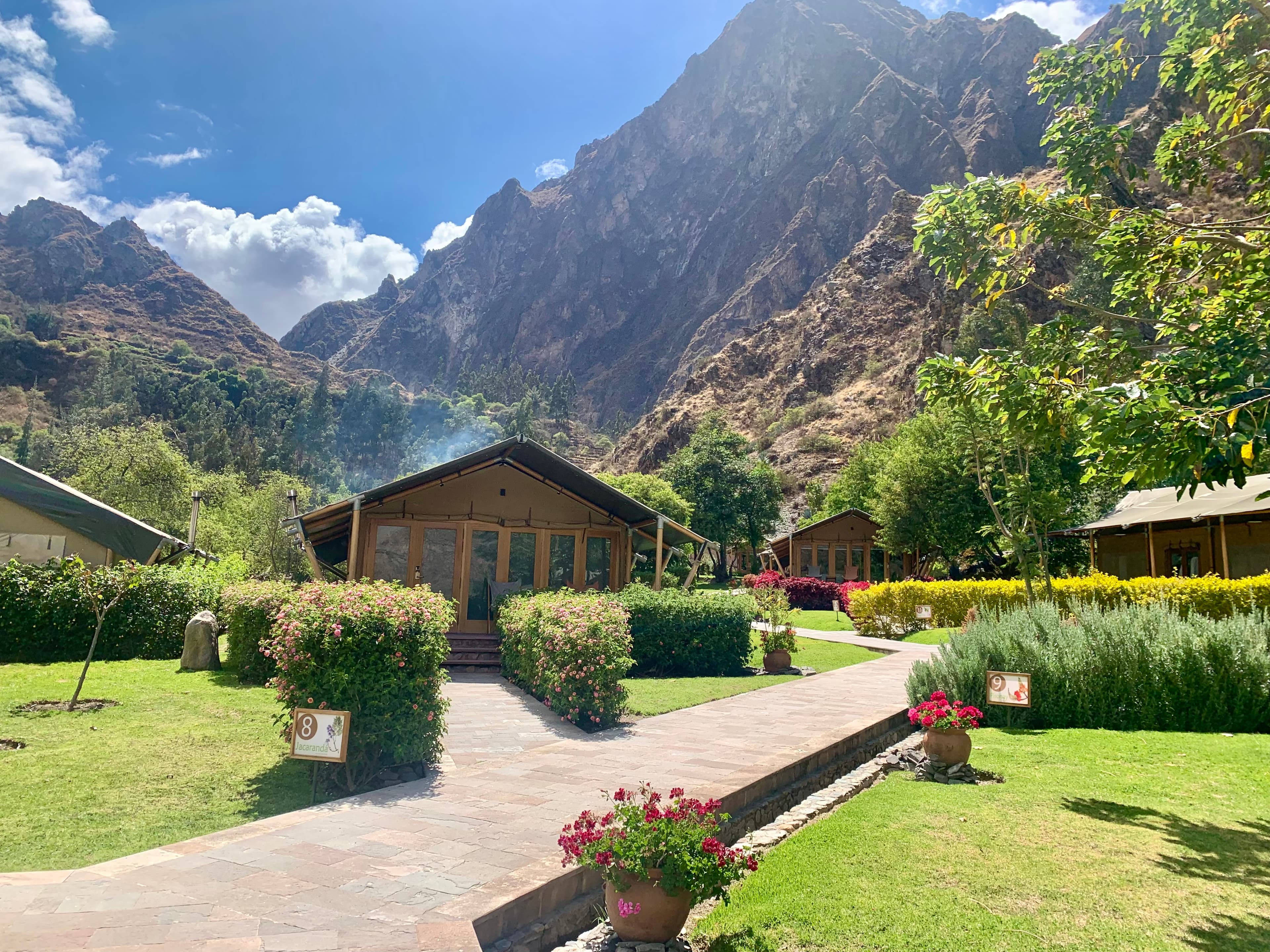 Mountain view of a hotel