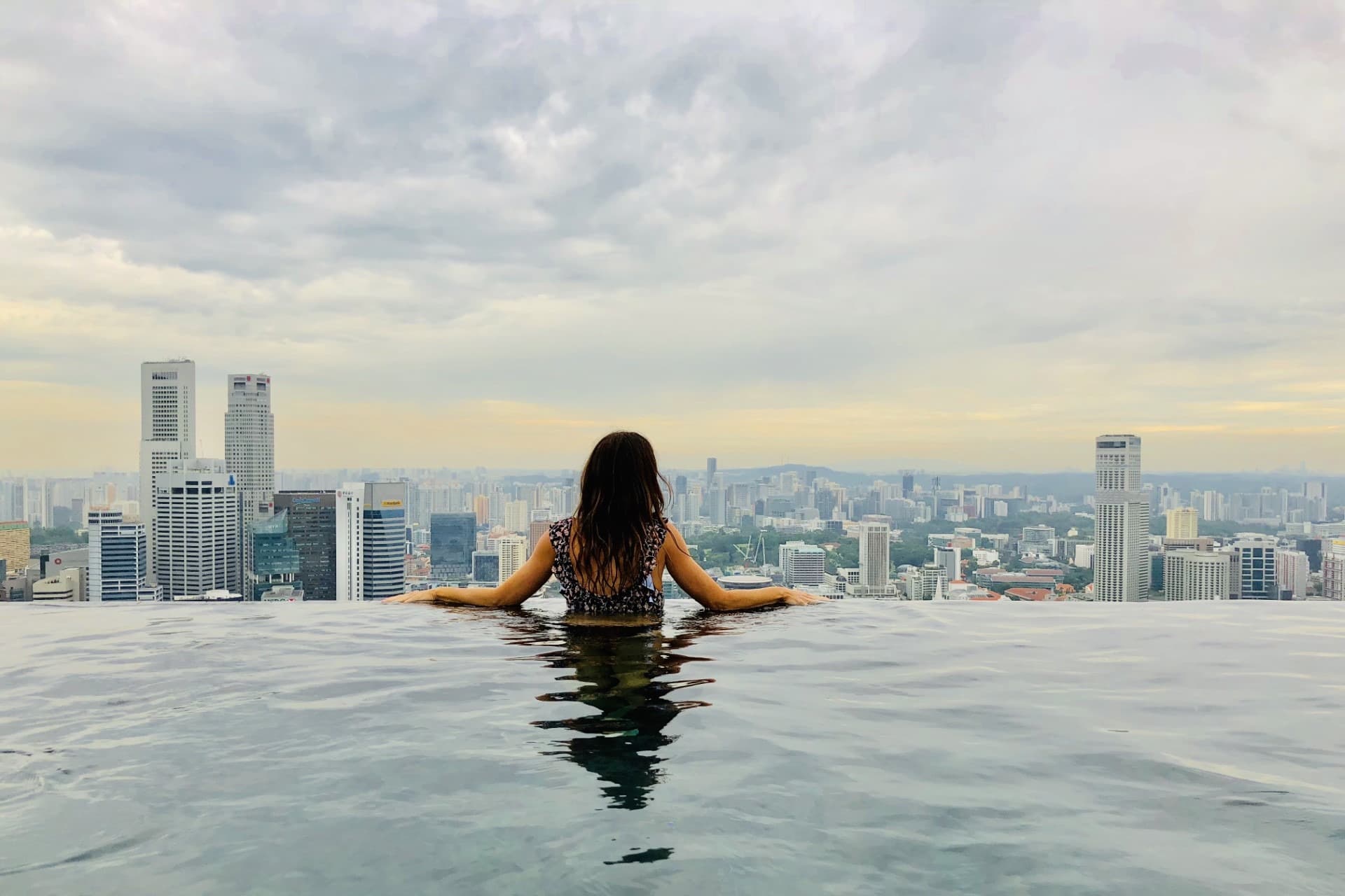 Dip in Singapore's pool with overlooking view.