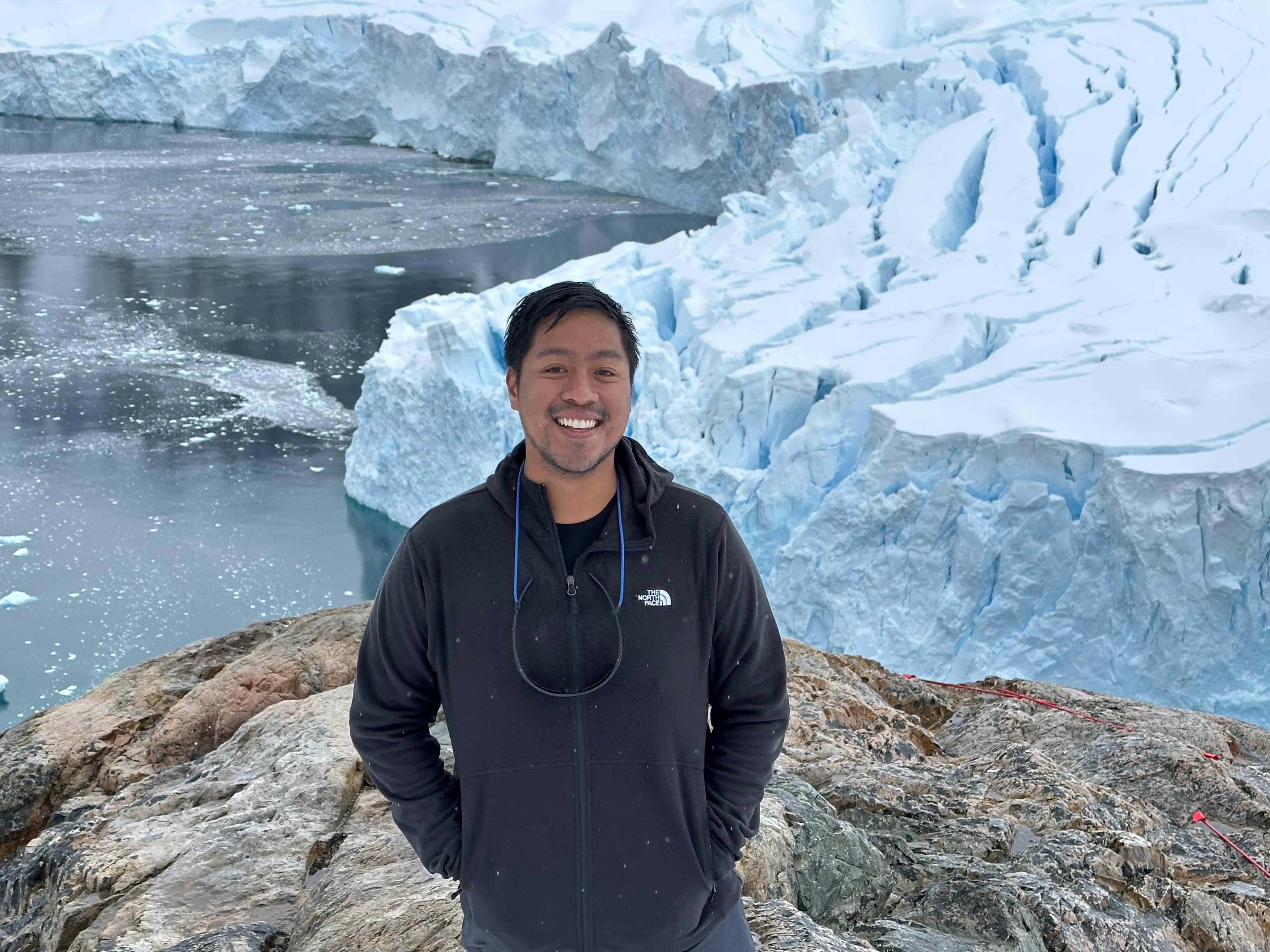 Travel advisor posing in the snowy region