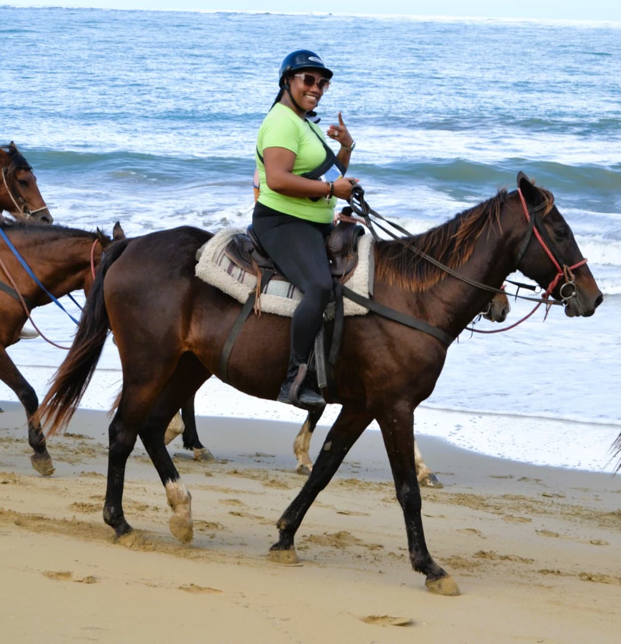 Riding beside sea