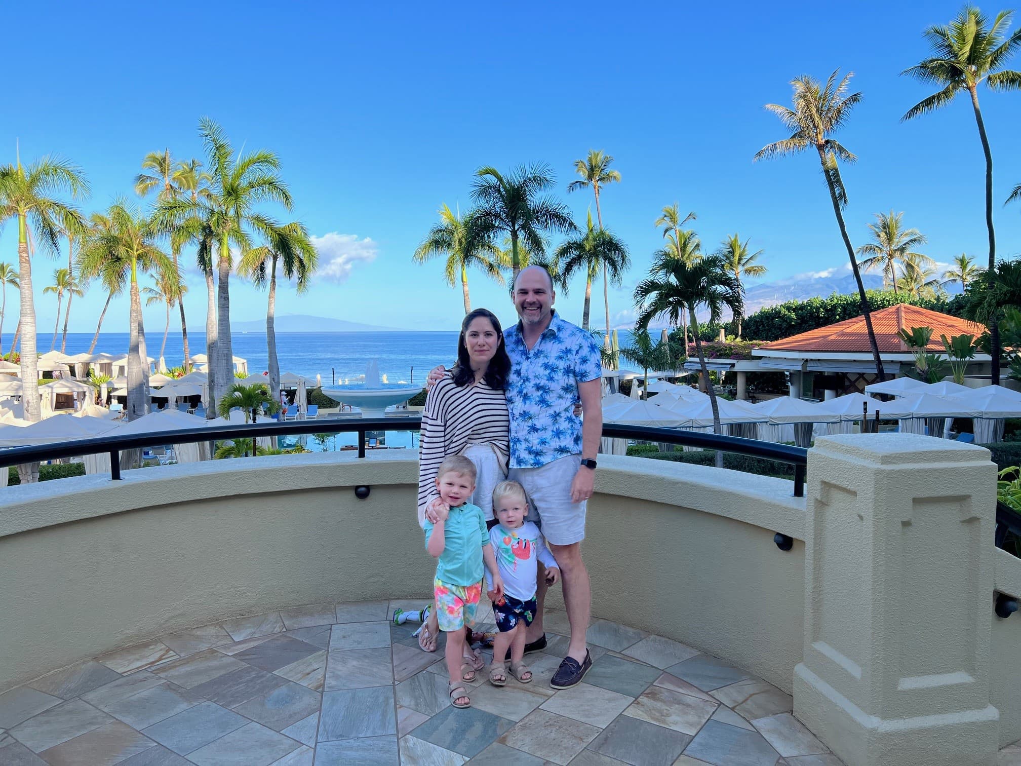 Posing for a family photo in Maui